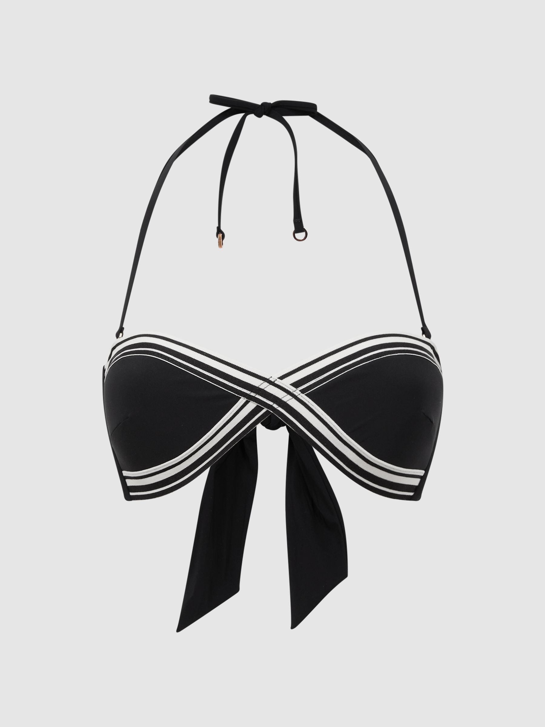 Bandeau Colourblock Bikini Top in Black - Image 2 of 4