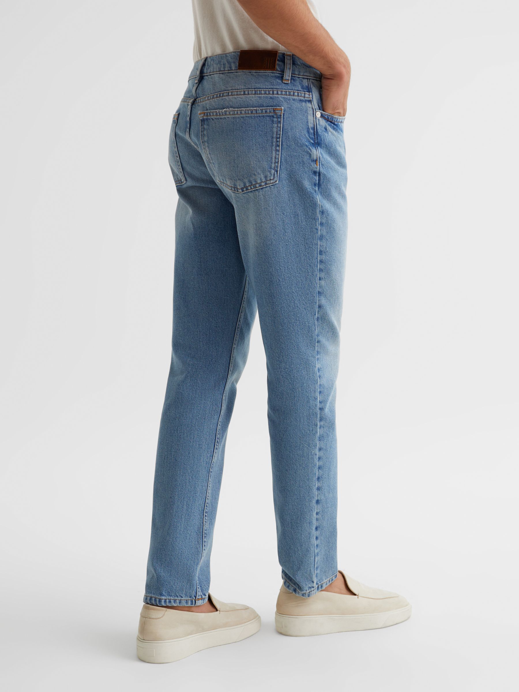 Washed Tapered Slim Jeans in Washed Blue - Image 5 of 6