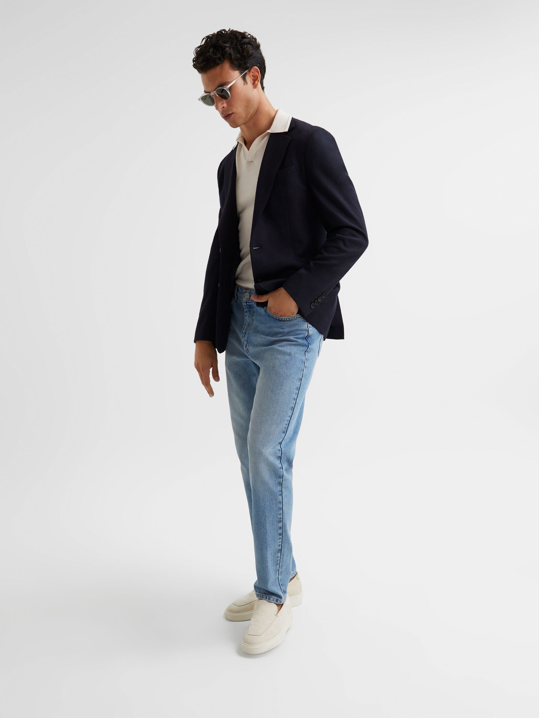 Washed Tapered Slim Jeans in Washed Blue - Image 6 of 6
