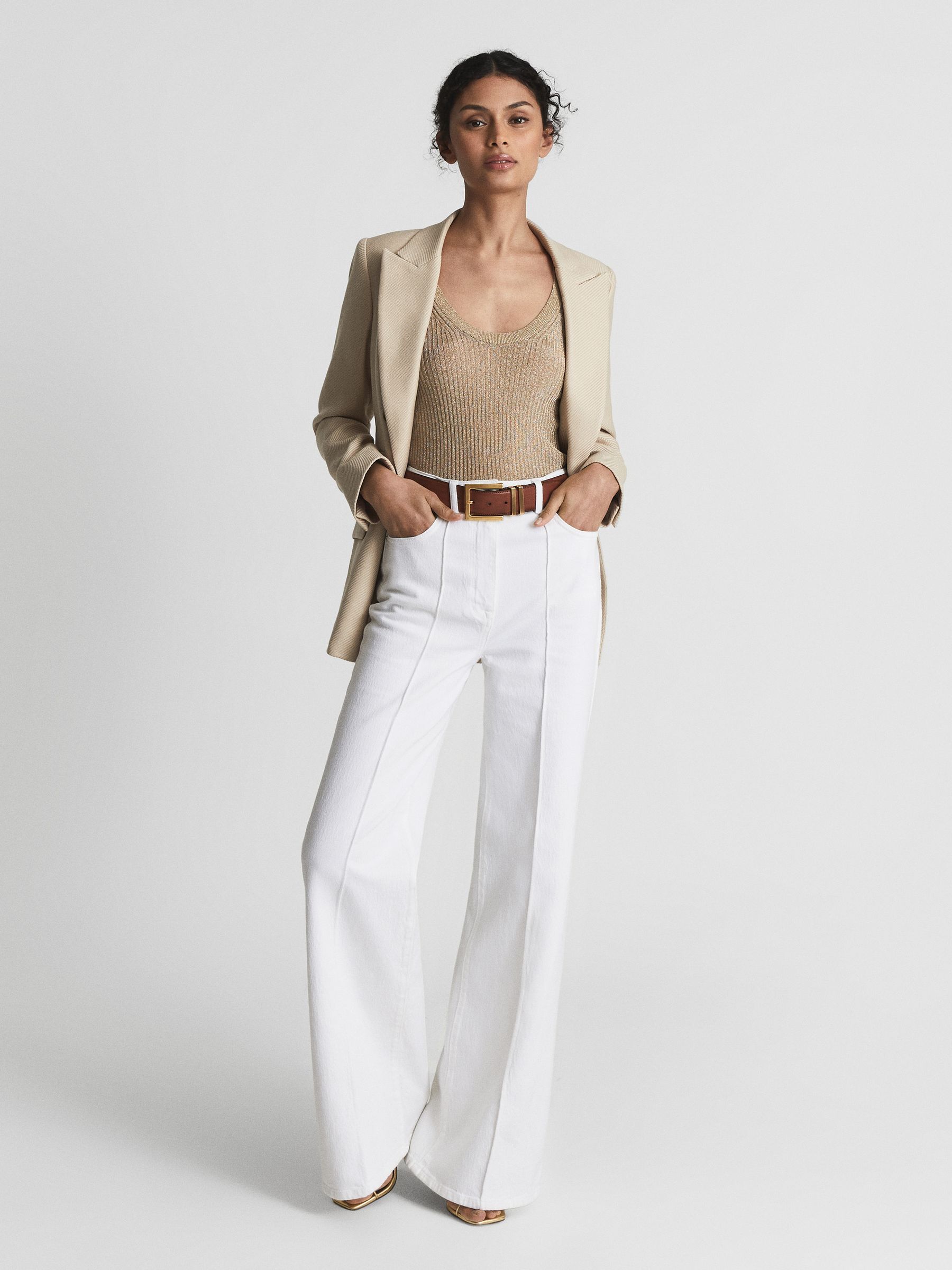 High Waist Wide Leg Jeans in White - Image 1 of 6