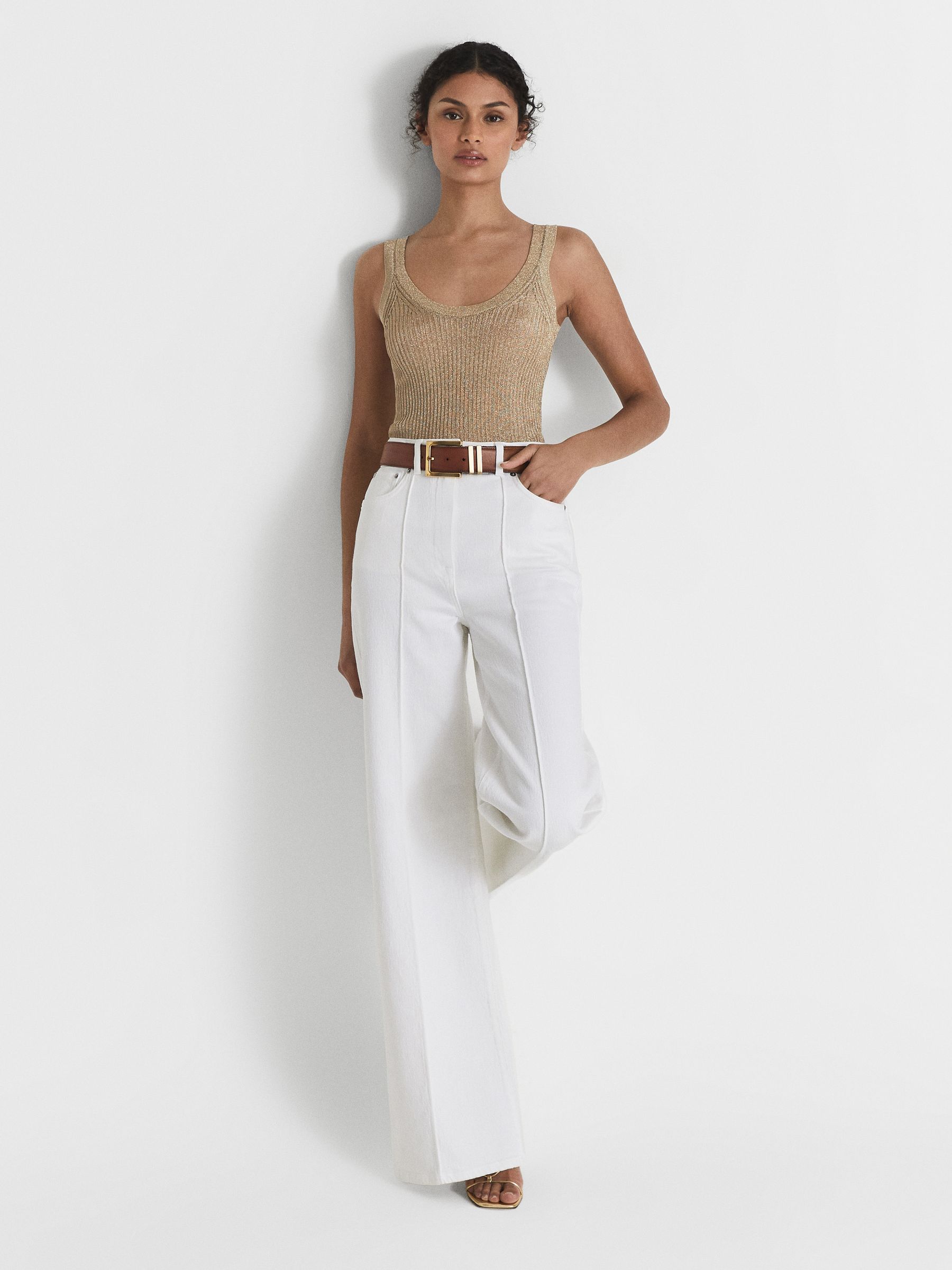 High Waist Wide Leg Jeans in White - Image 3 of 6