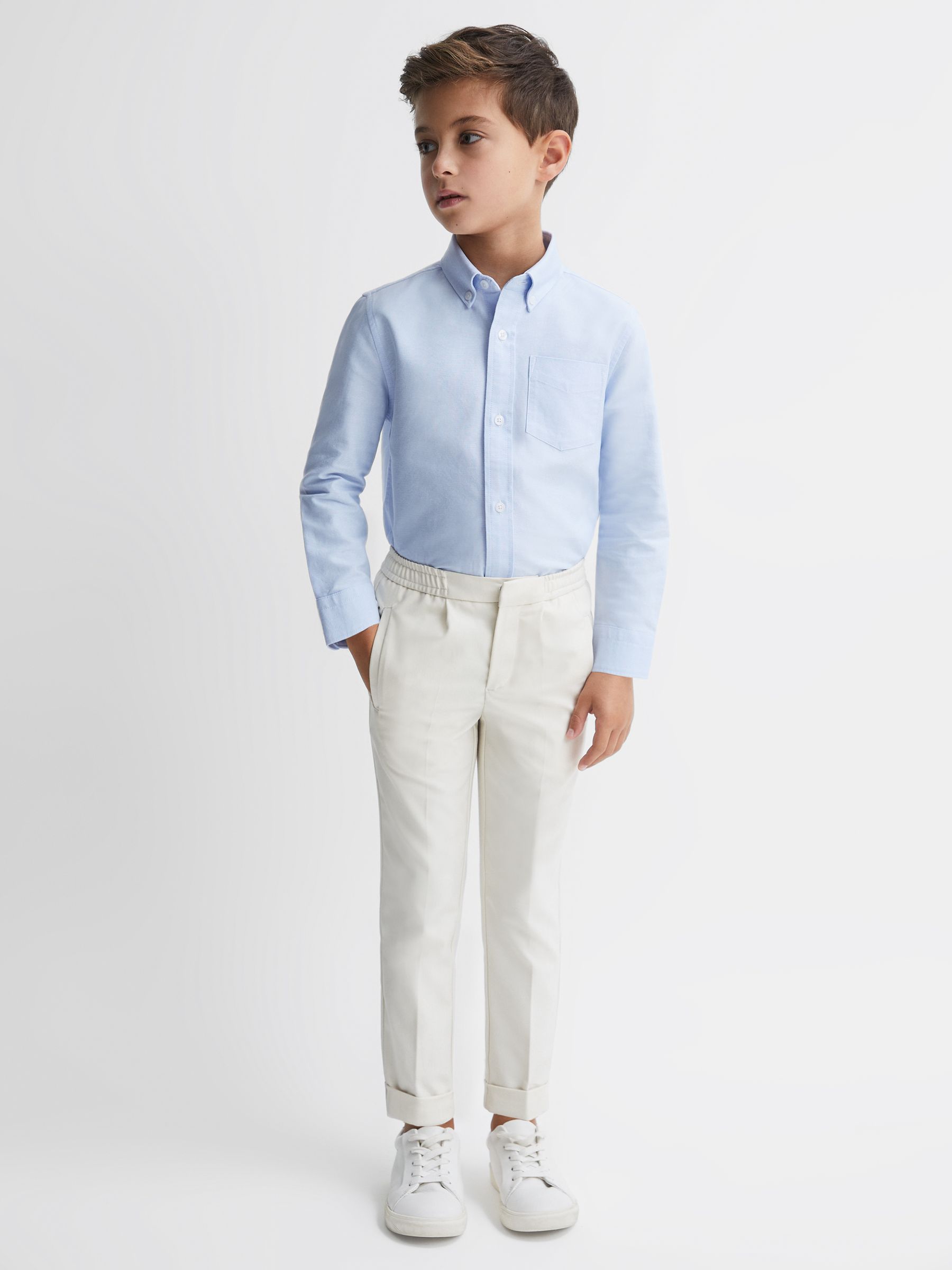 3-9 yrs Button Down Oxford Shirt in Soft Blue - Image 3 of 6