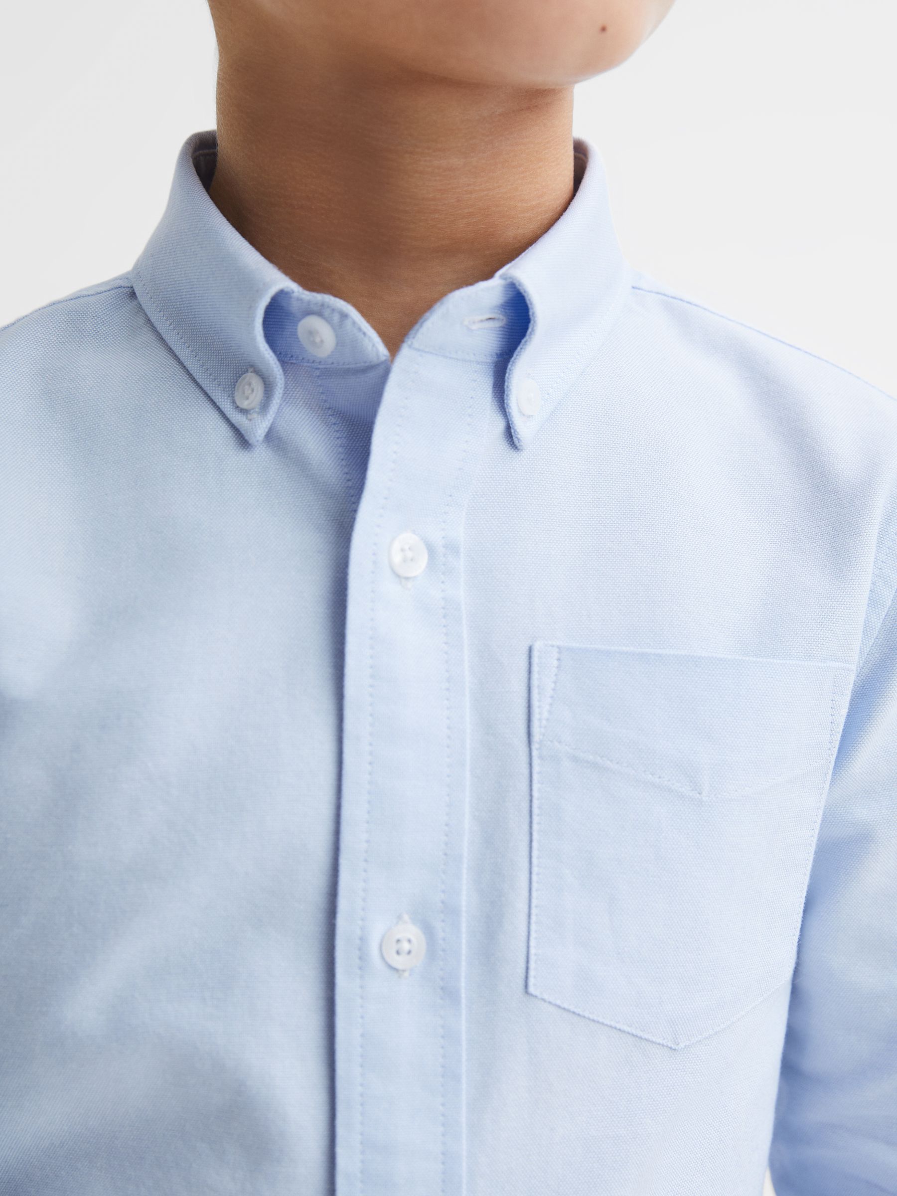 3-9 yrs Button Down Oxford Shirt in Soft Blue - Image 4 of 6