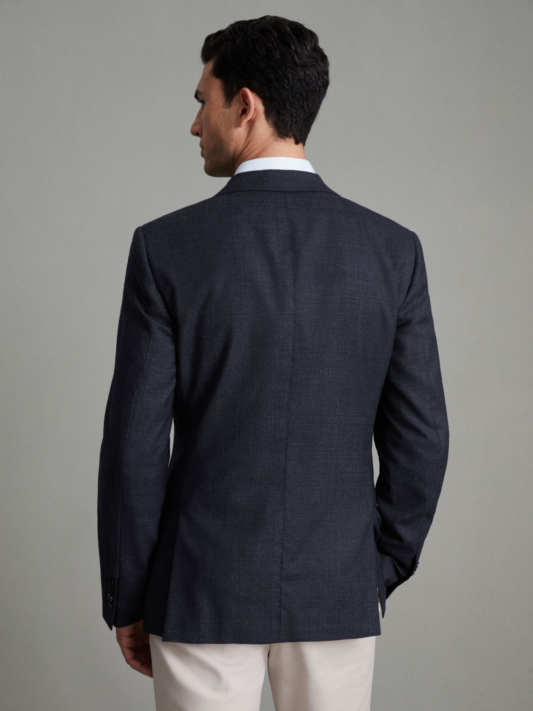 Single Breasted Wool Suit Slim Fit Blazer in Navy - Image 4 of 6