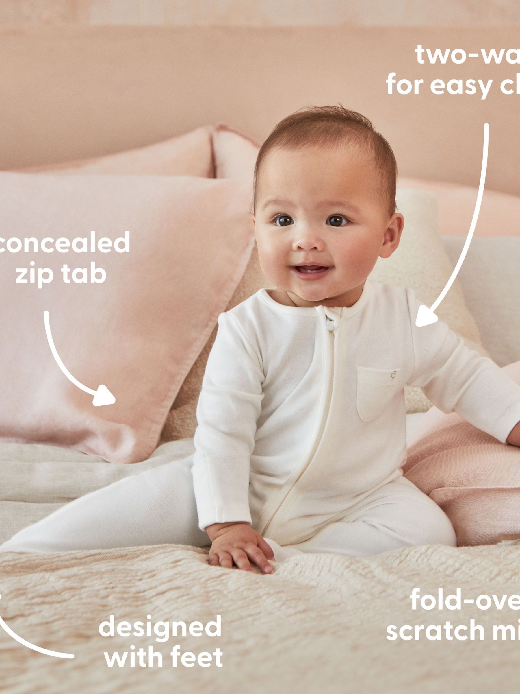 MORI White 2 Way Zip-Up Clever Sleepsuit - Image 4 of 5