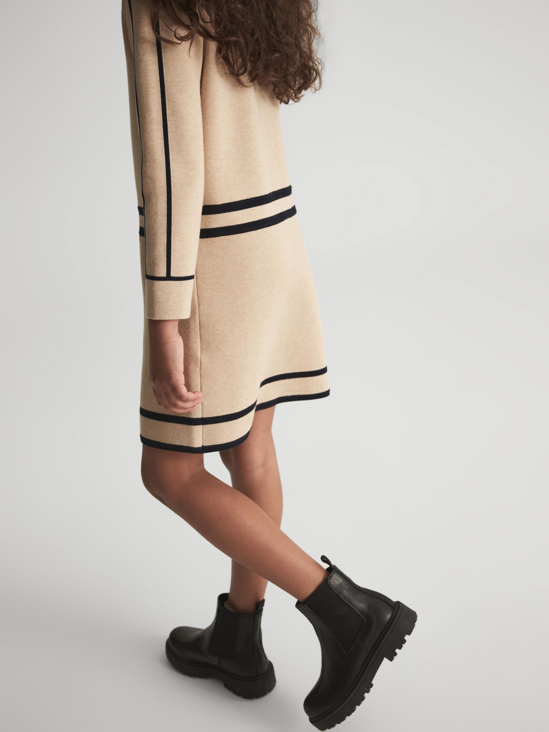 Junior Knitted Mini Dress in Camel - Image 4 of 5