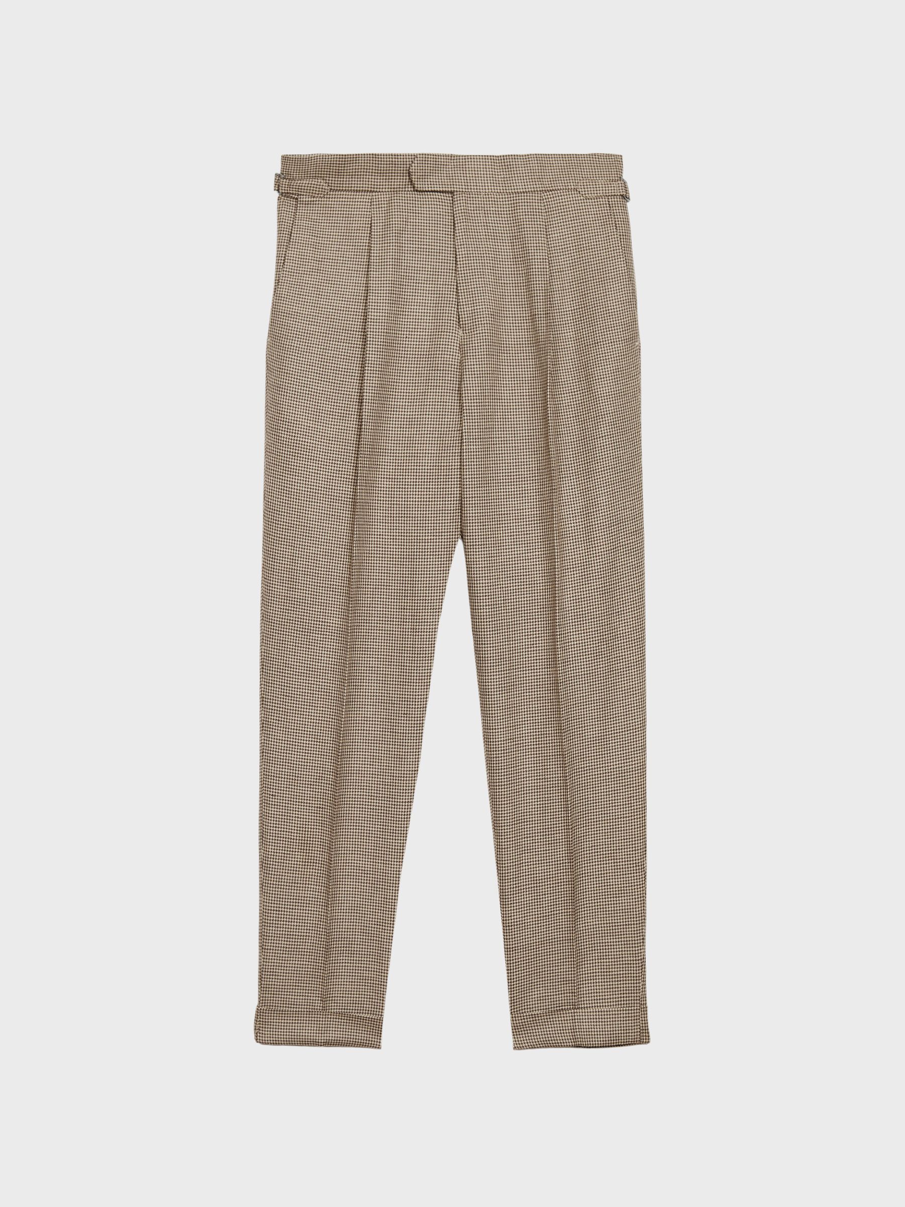 Walk Brown Formal Puppytooth Check Slim Fit Trousers - Image 2 of 6