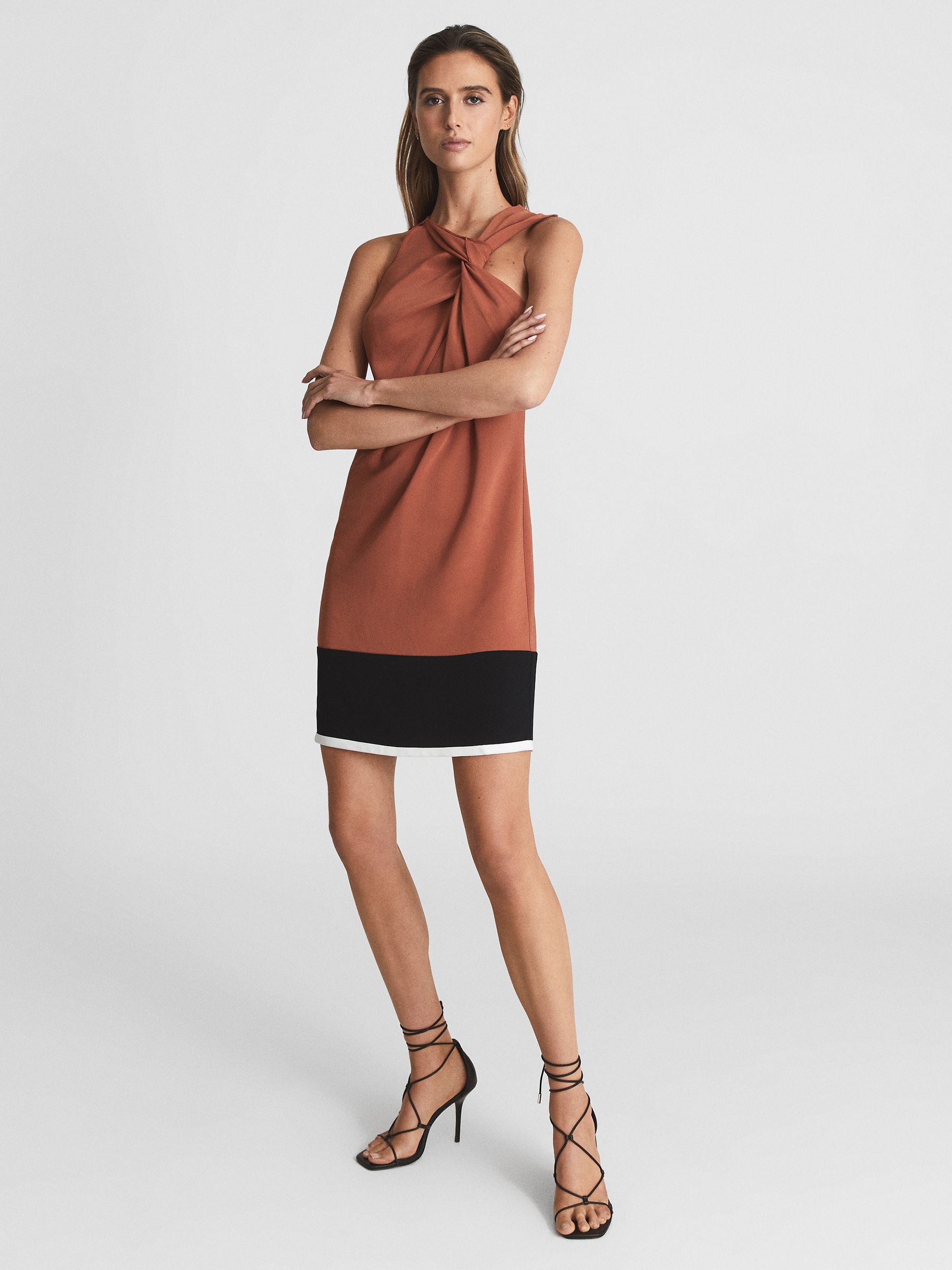 Colourblock Mini Dress in Orange - Image 1 of 6