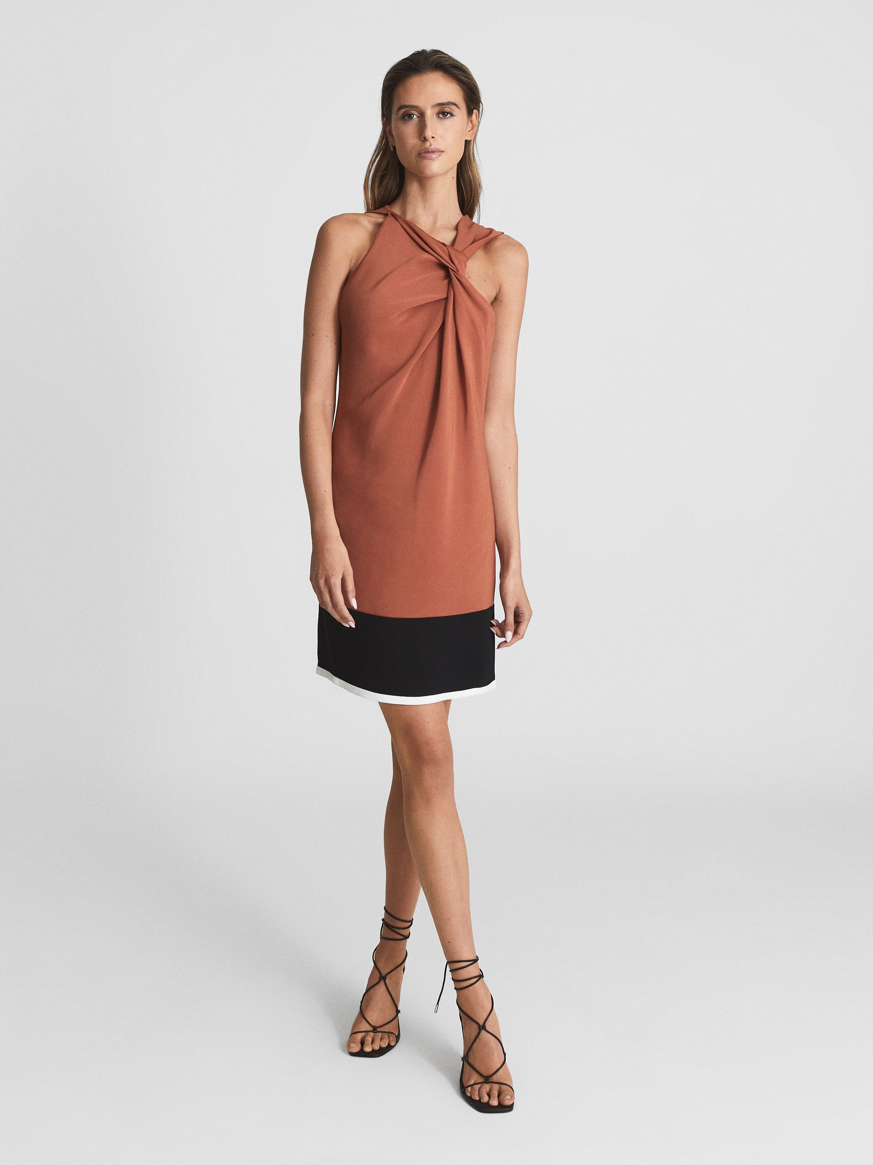 Colourblock Mini Dress in Orange - Image 3 of 6
