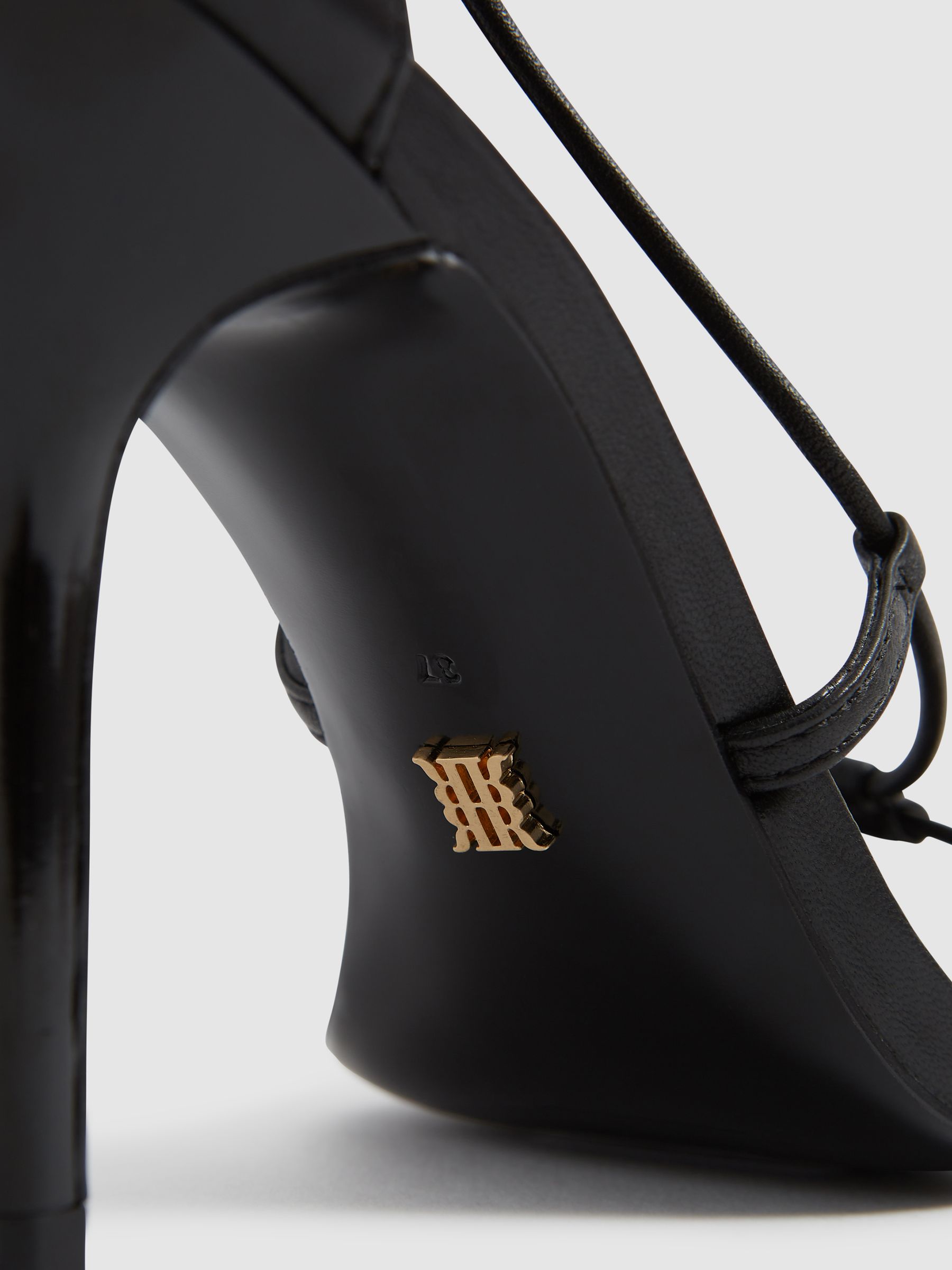 Leather Strappy Wrap Sandals in Black - Image 7 of 10