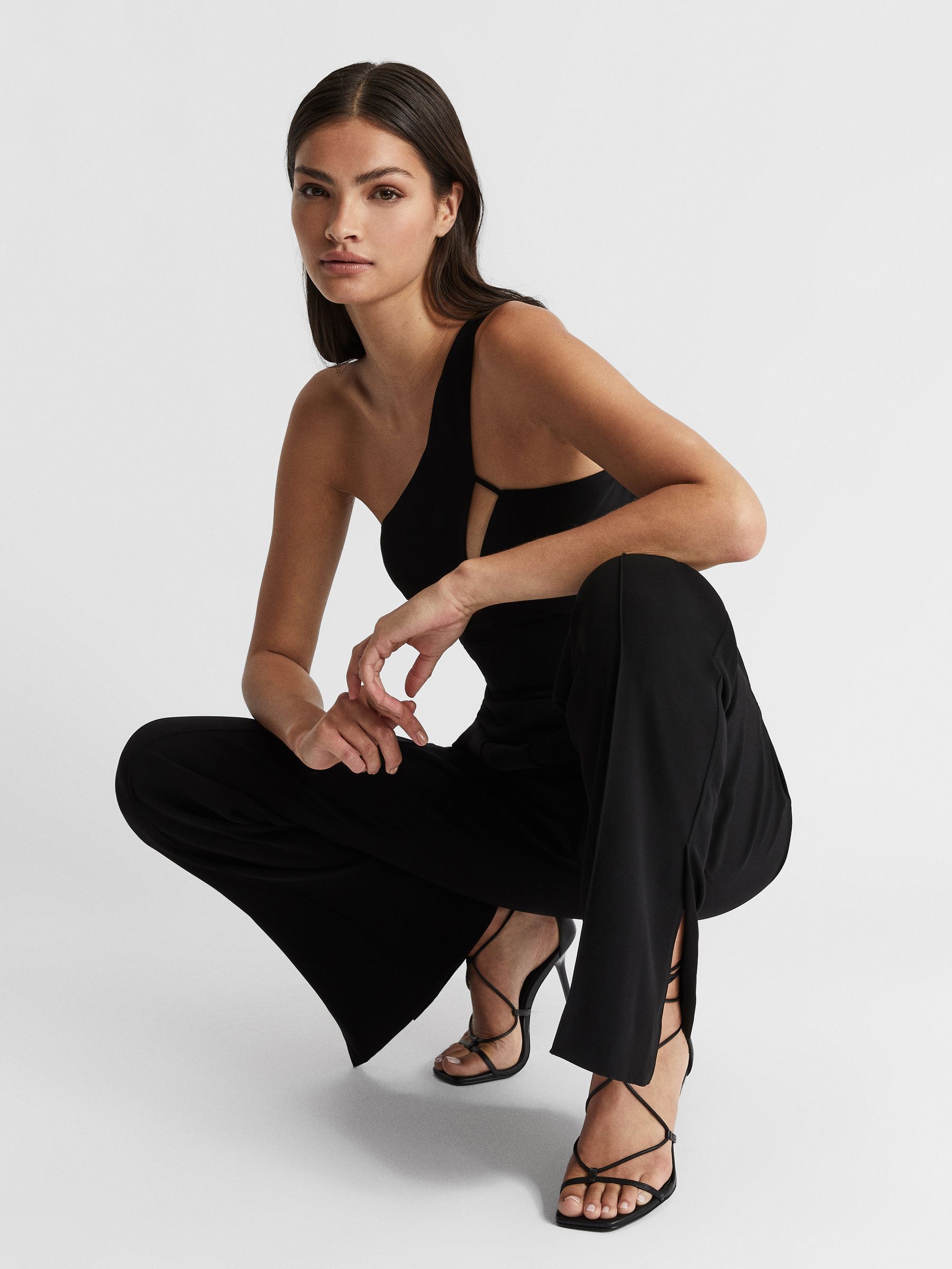 Leather Strappy Wrap Sandals in Black - Image 9 of 10