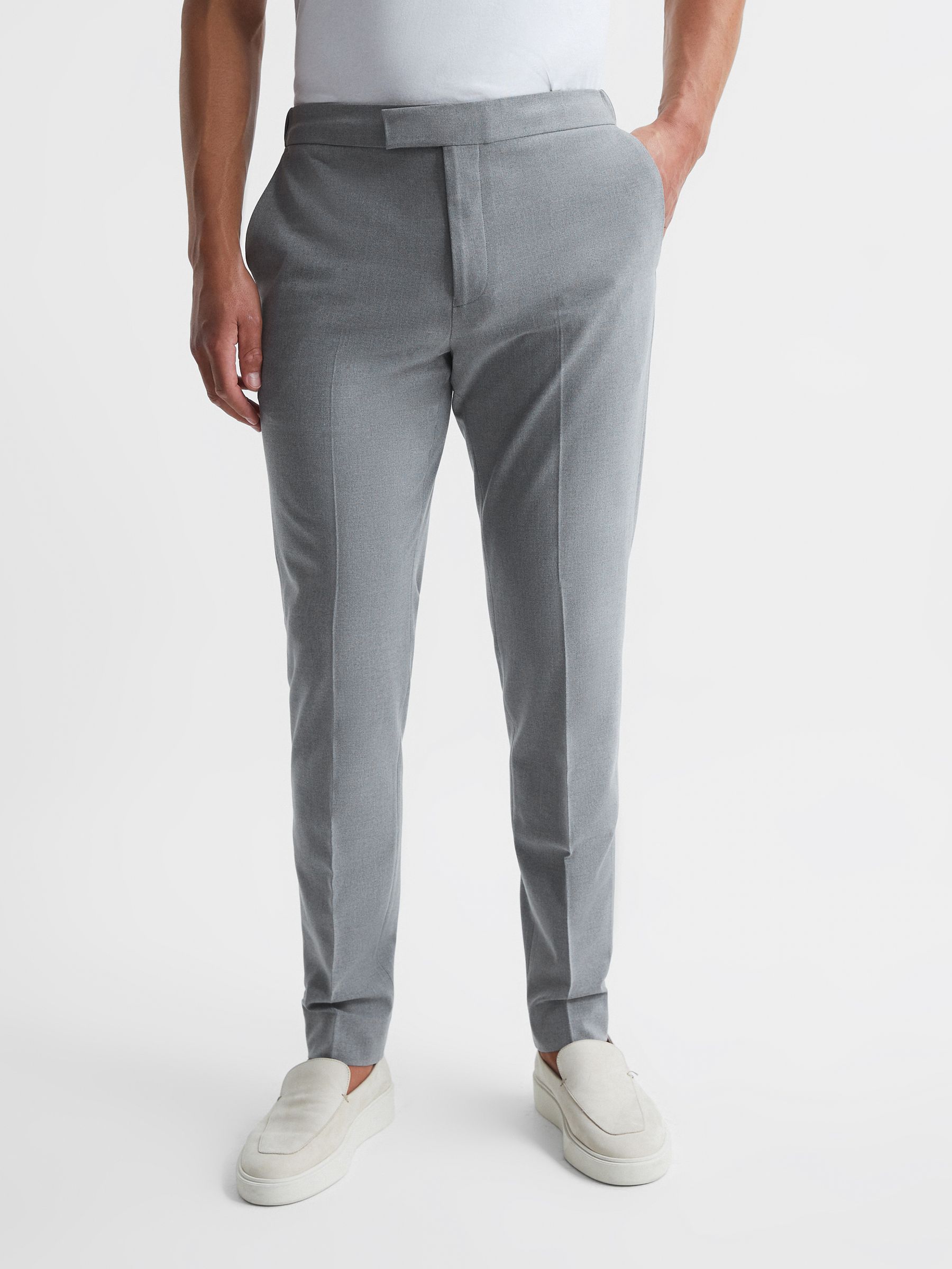 Drawcord Waist Relaxed Trousers in Soft Grey - Image 1 of 5