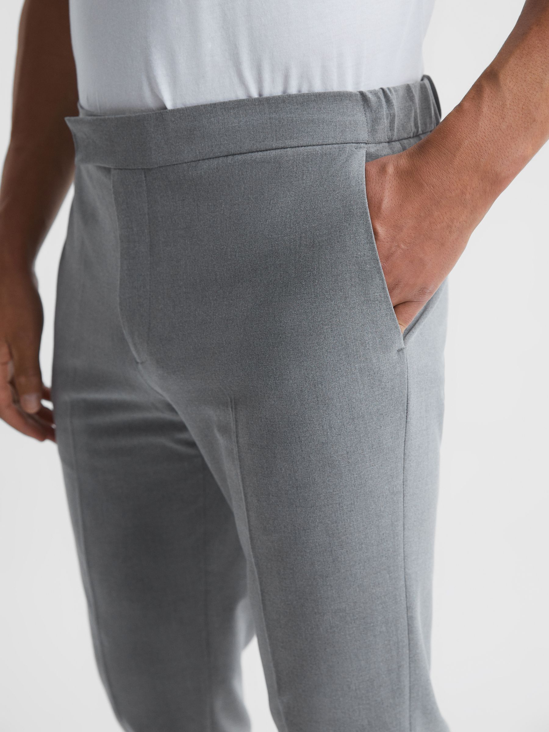 Drawcord Waist Relaxed Trousers in Soft Grey - Image 4 of 5