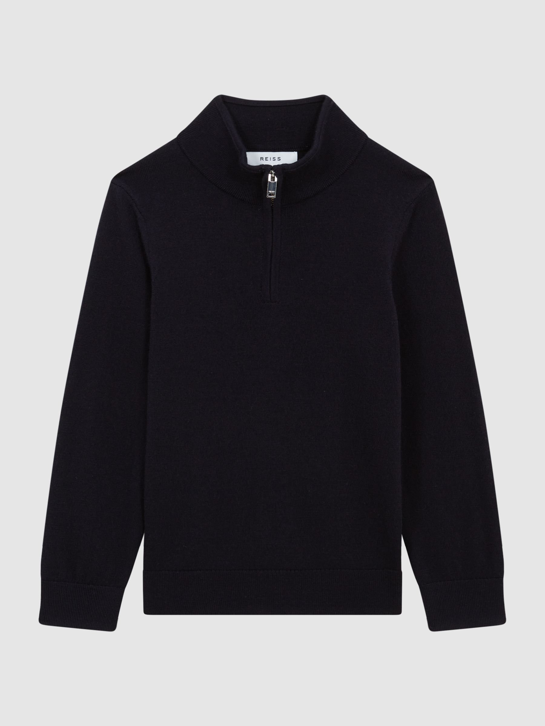 Senior Merino Wool Zip-Neck Jumper in Navy - Image 2 of 5