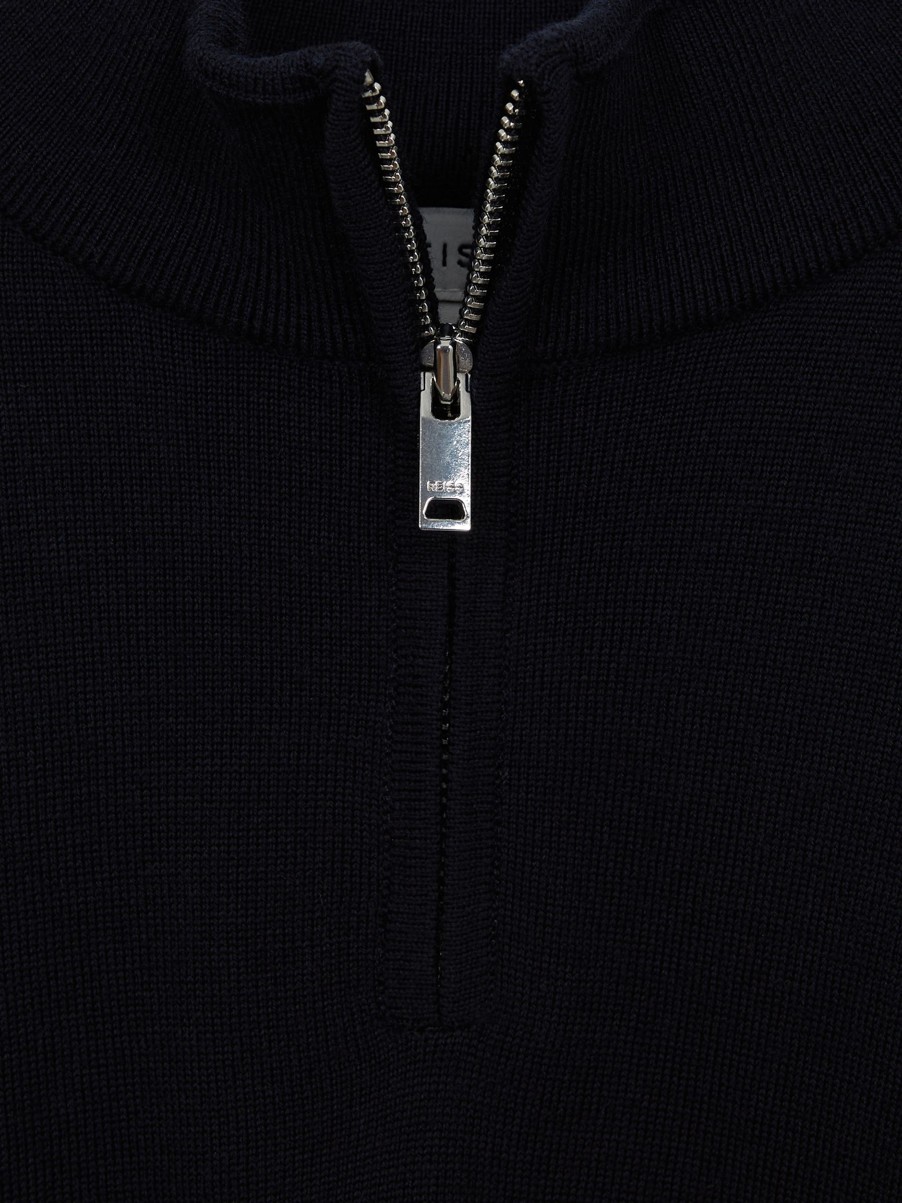 Senior Merino Wool Zip-Neck Jumper in Navy - Image 5 of 5