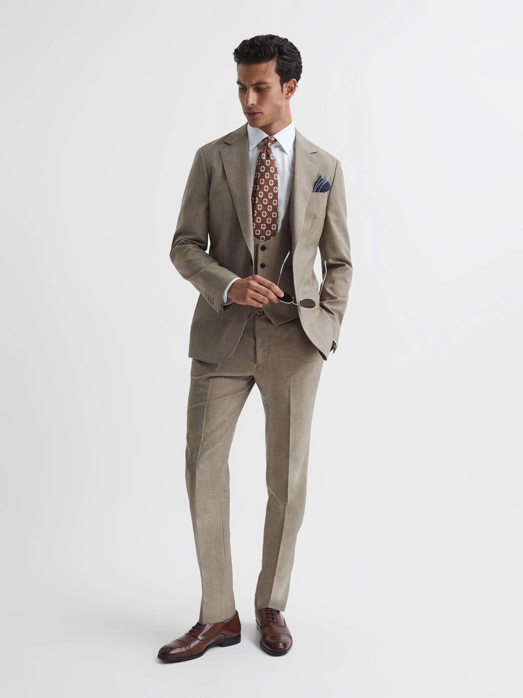 Rope Light Brown Single Breasted Textured Slim Fit Blazer - Image 4 of 12