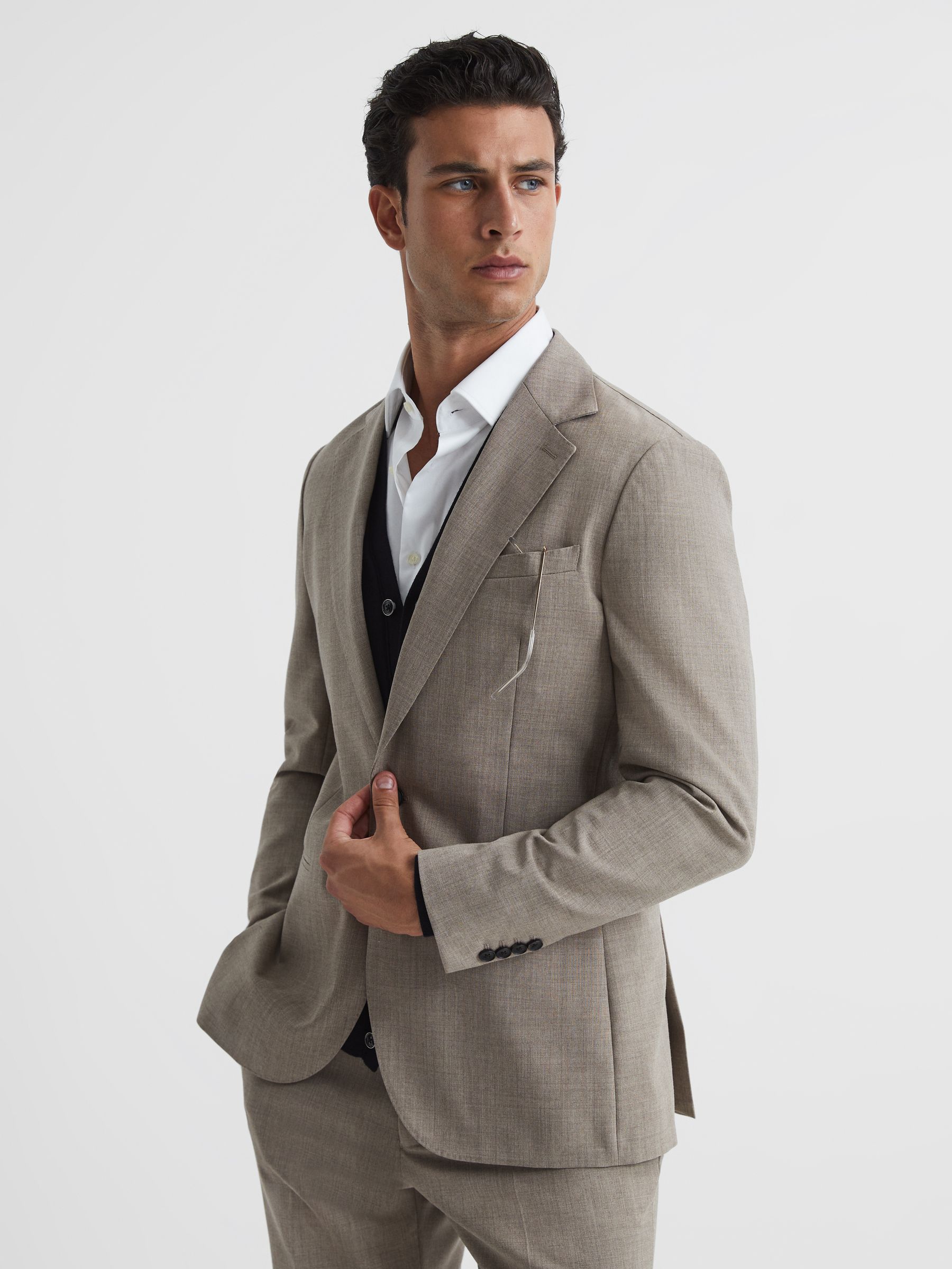 Rope Light Brown Single Breasted Textured Slim Fit Blazer - Image 7 of 12