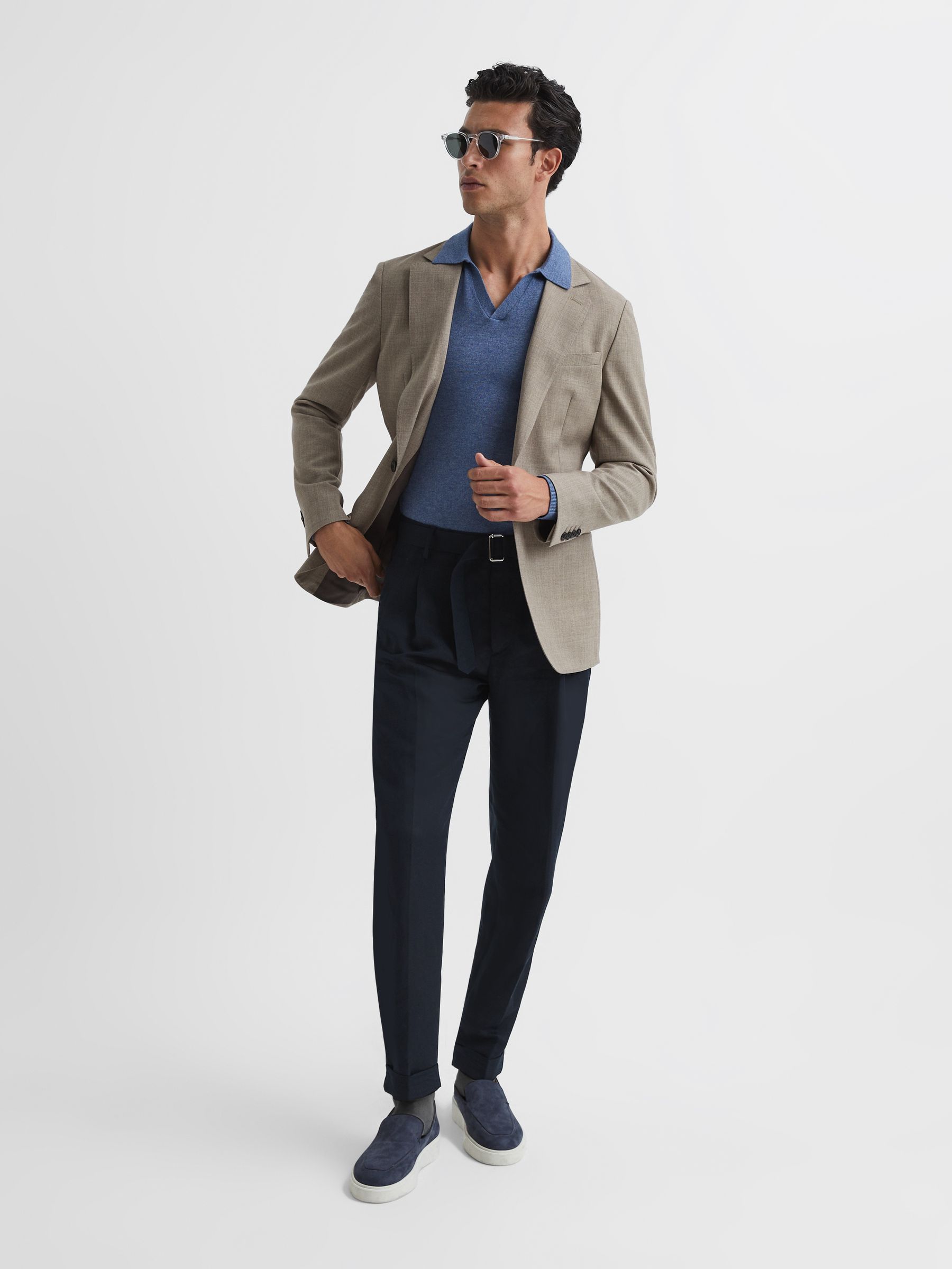 Rope Light Brown Single Breasted Textured Slim Fit Blazer - Image 10 of 12