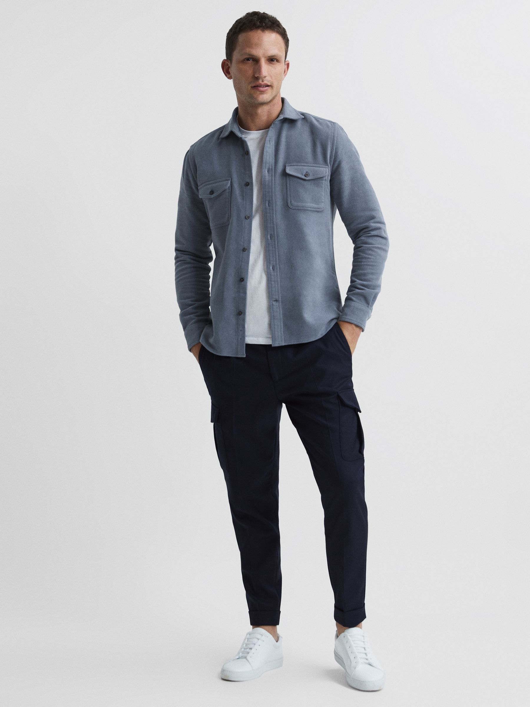 Twin Pocket Overshirt in Airforce Blue - Image 3 of 6