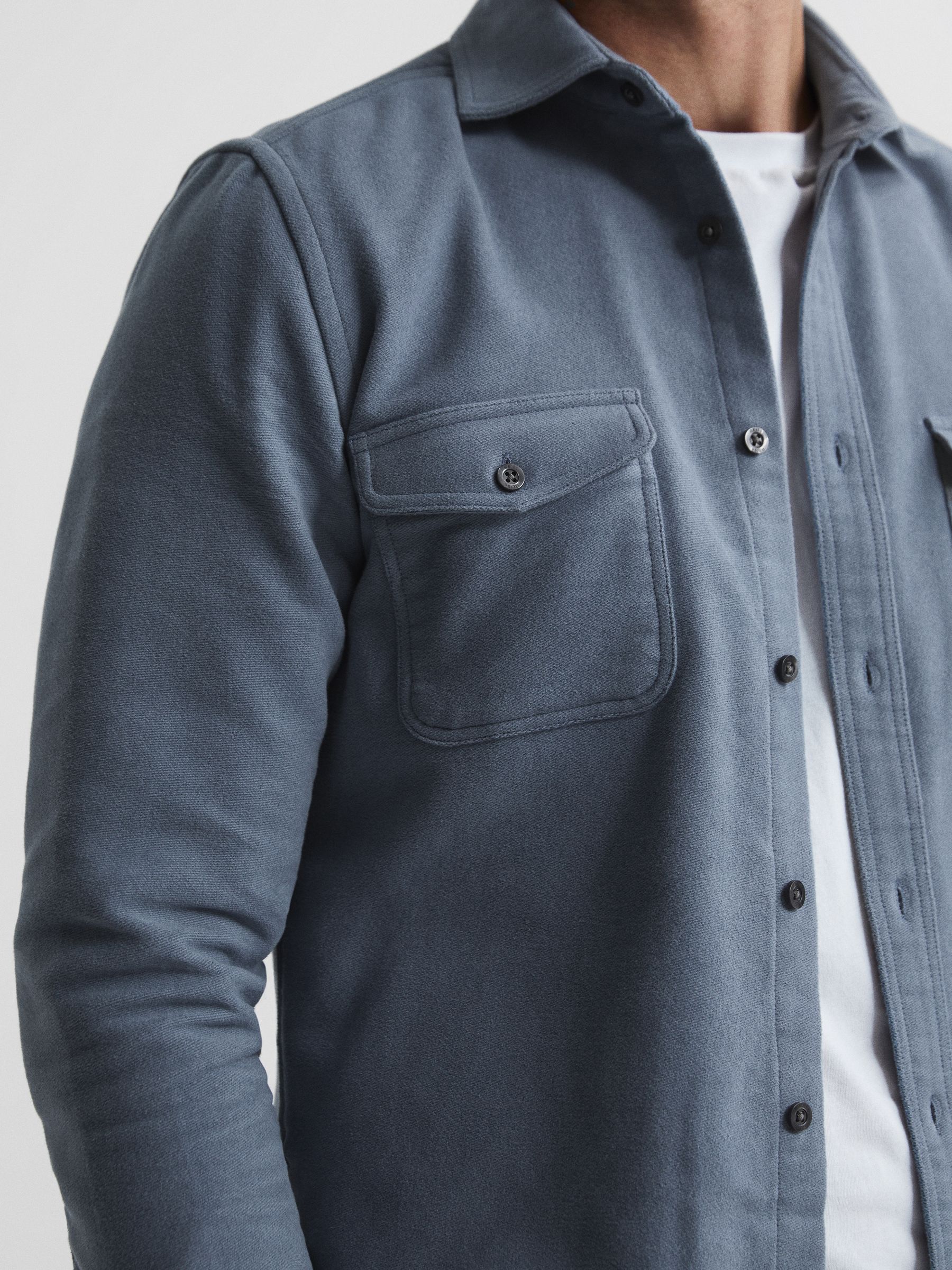 Twin Pocket Overshirt in Airforce Blue - Image 4 of 6