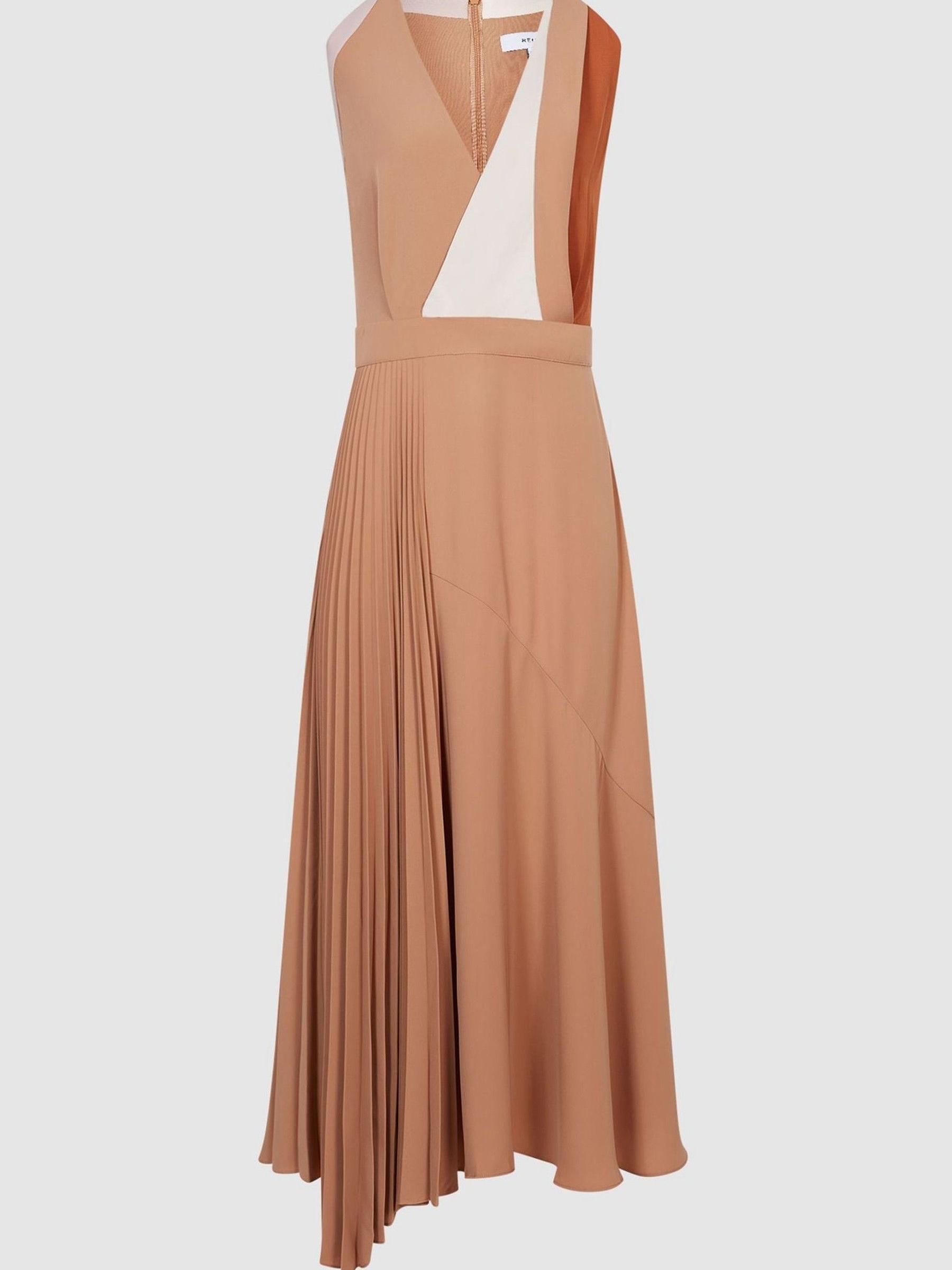 Colourblock Midi Dress in Neutral - Image 2 of 7