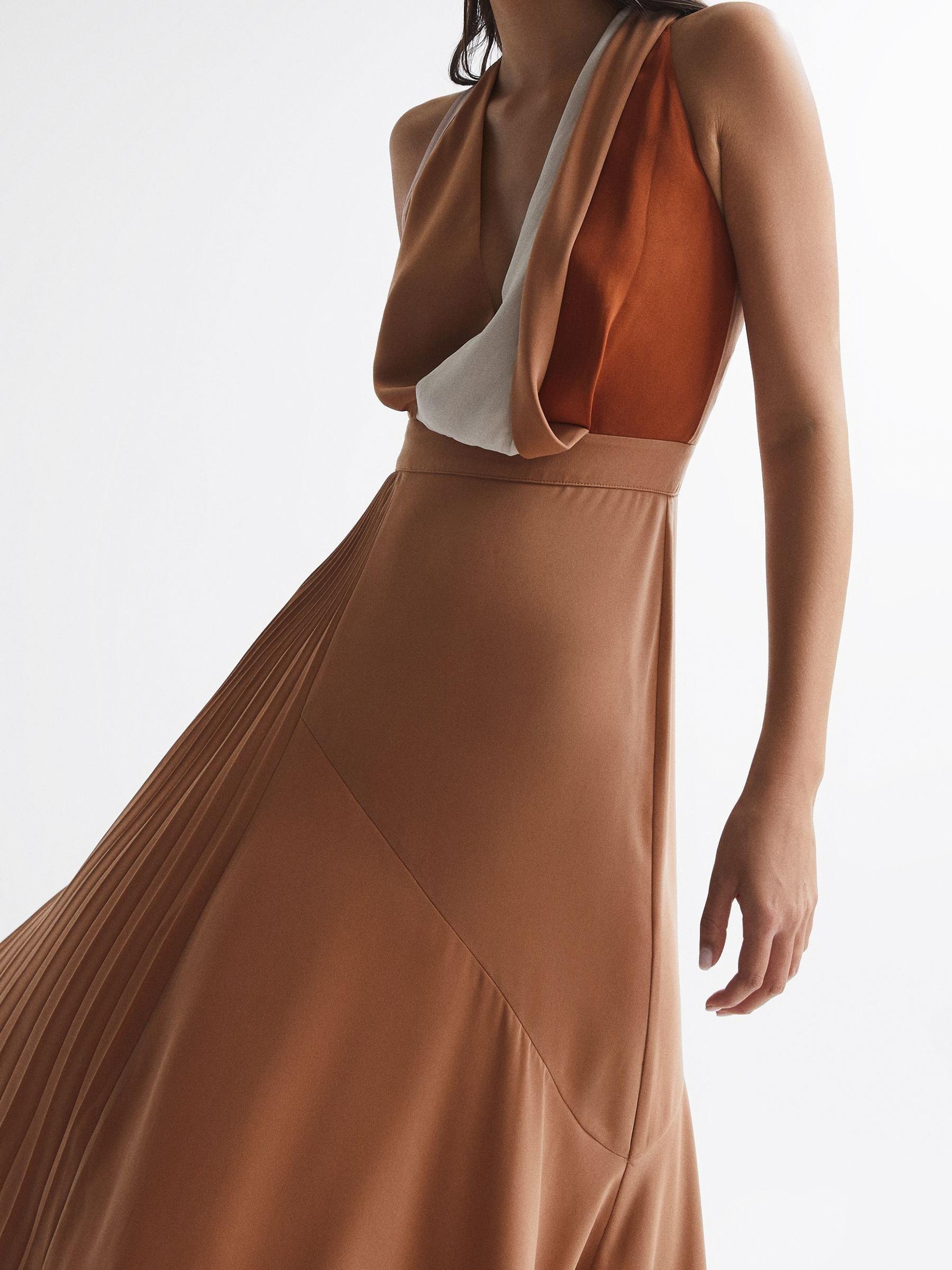 Colourblock Midi Dress in Neutral - Image 4 of 7