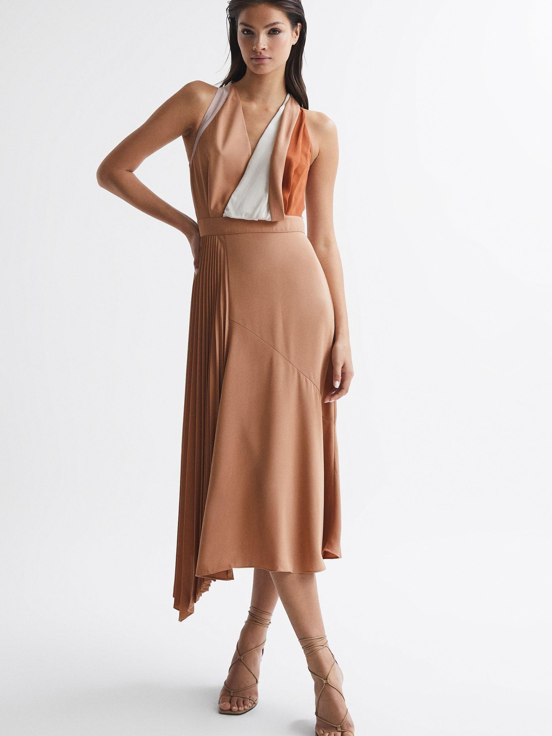 Colourblock Midi Dress in Neutral - Image 6 of 7