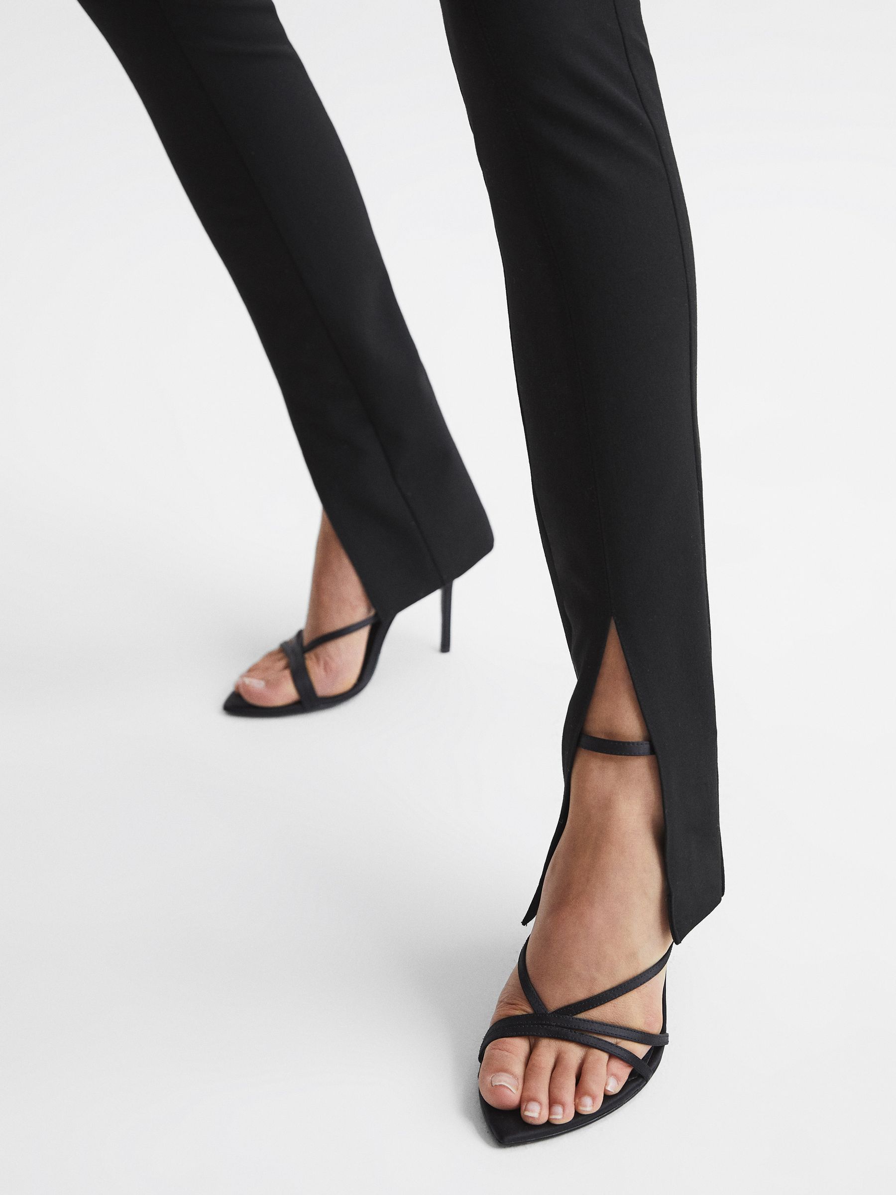 Skinny Fit Split Front Trousers in Black - Image 6 of 7