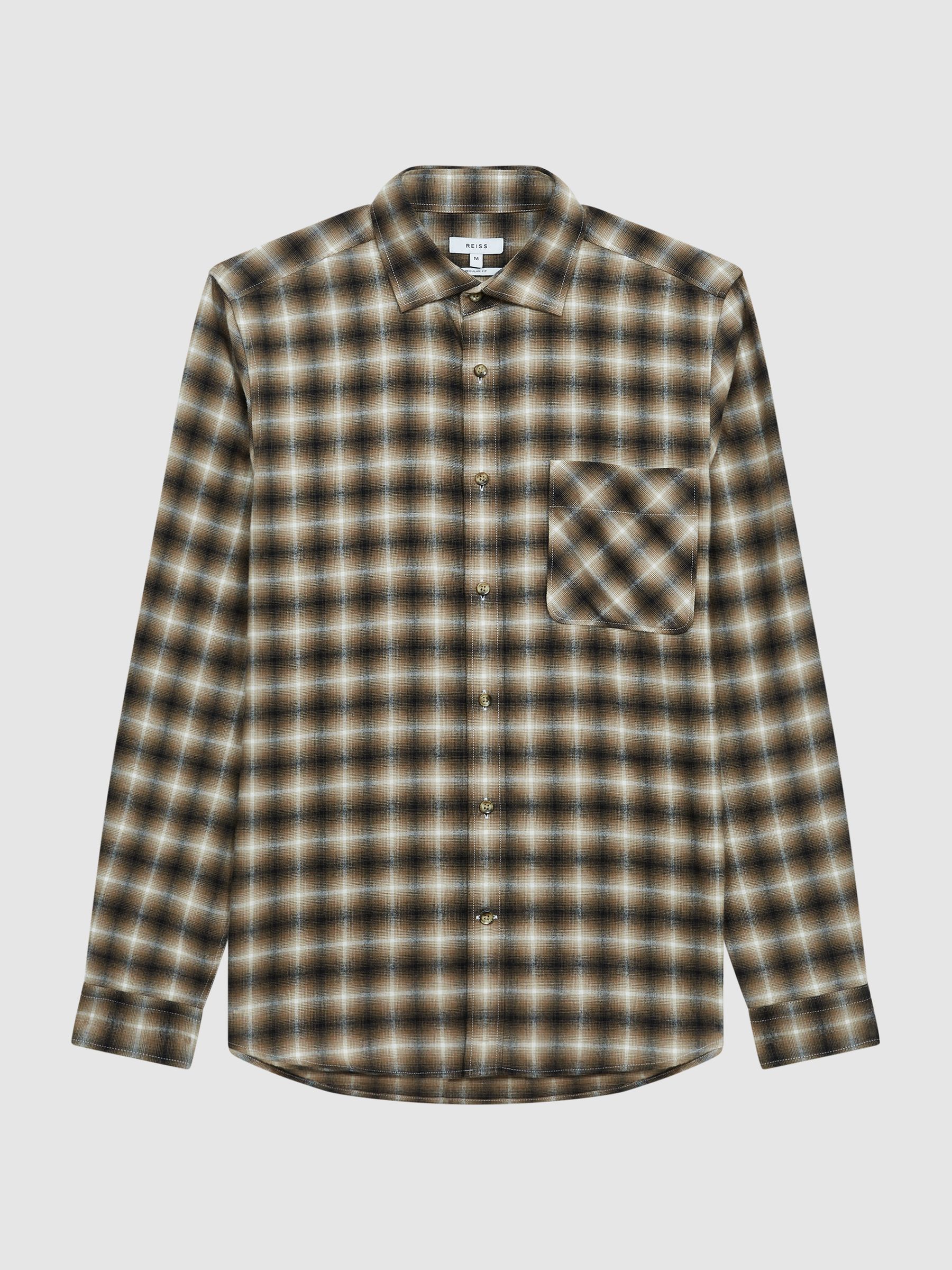 Brushed Check Overshirt in Brown - Image 2 of 5