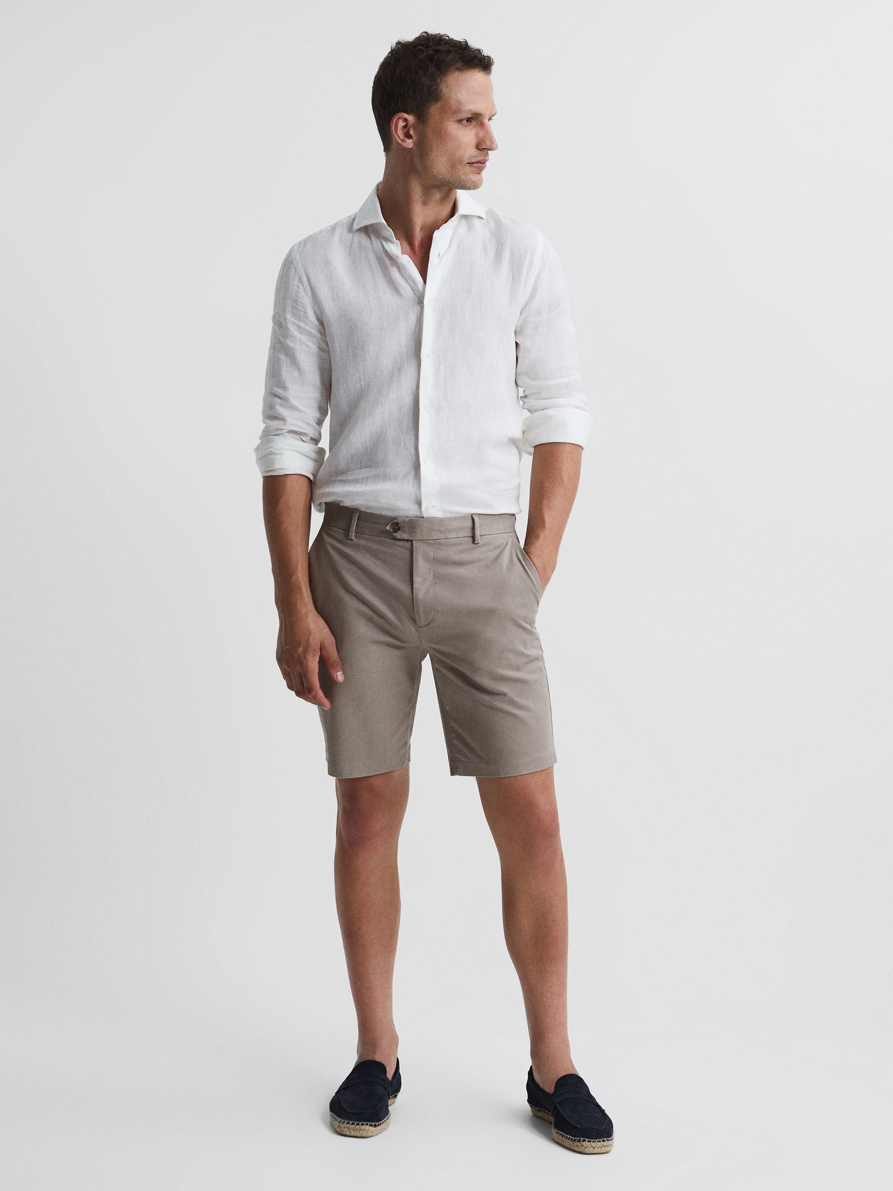 Modern Fit Cotton Blend Chino Shorts in Mushroom - Image 5 of 6