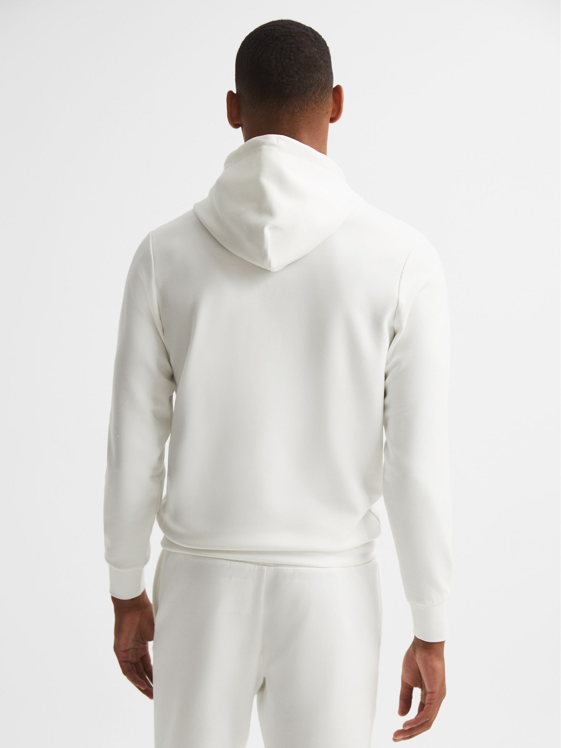 Reiss Castore Bonded Jersey Hoodie in White | REISS Reiss Castore Bonded Jersey Hoodie in White | REISS