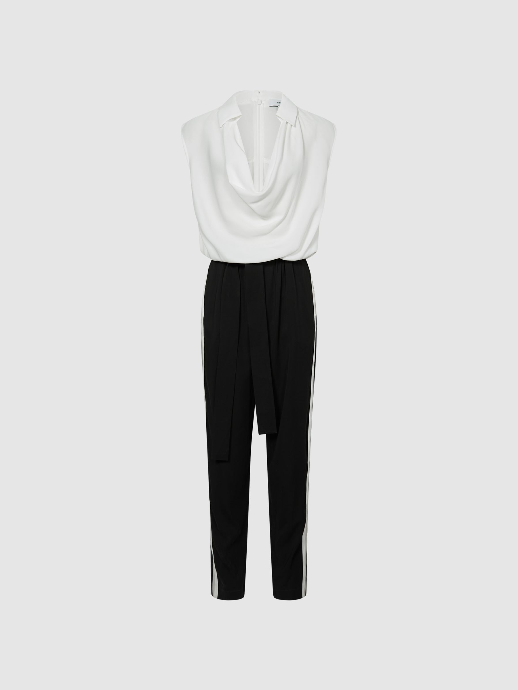 Regular Colourblock Shirt Jumpsuit in Black/Ivory - Image 2 of 7 Regular Colourblock Shirt Jumpsuit in Black/Ivory - Image 2 of 7