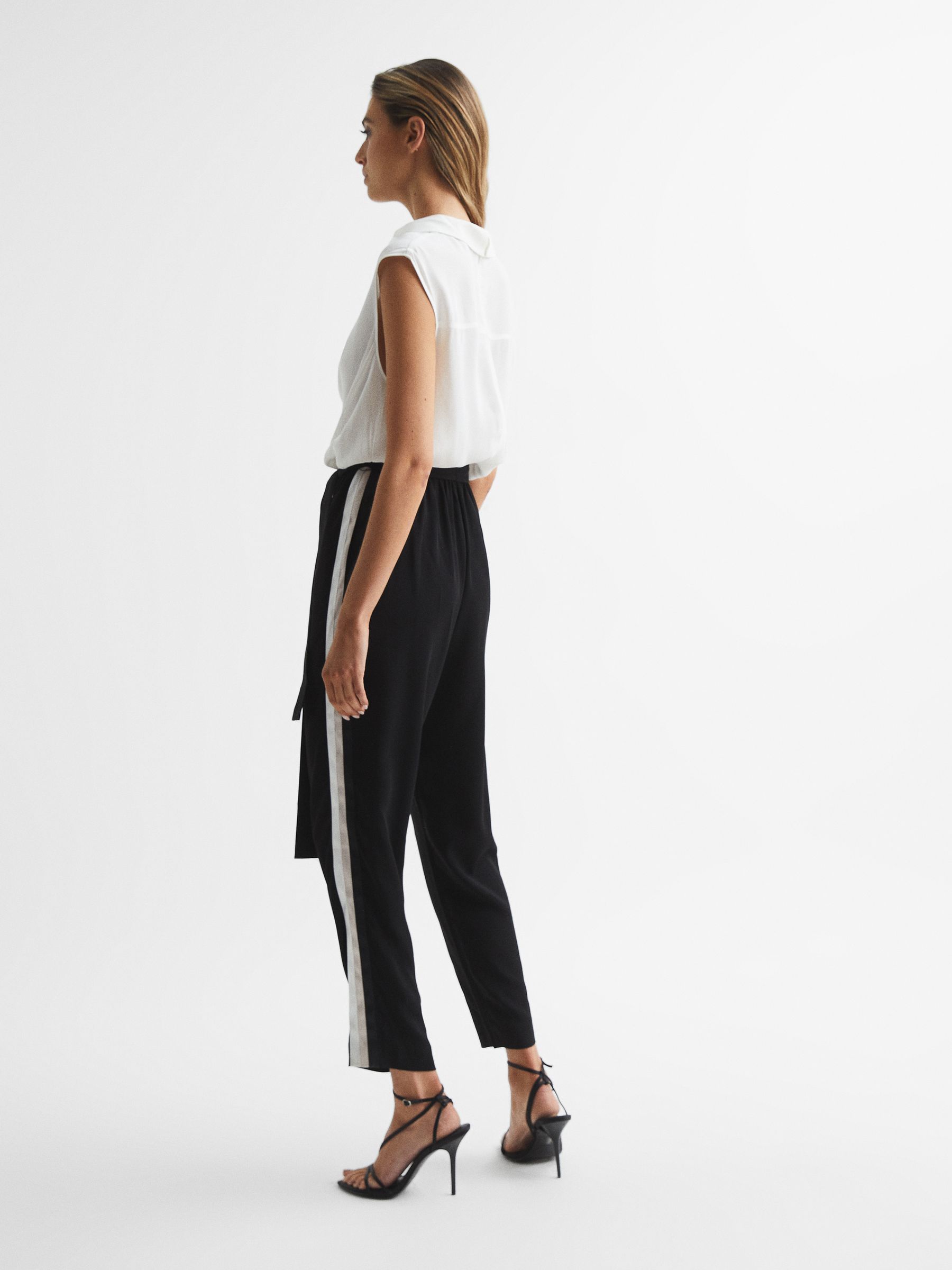 Regular Colourblock Shirt Jumpsuit in Black/Ivory - Image 5 of 7