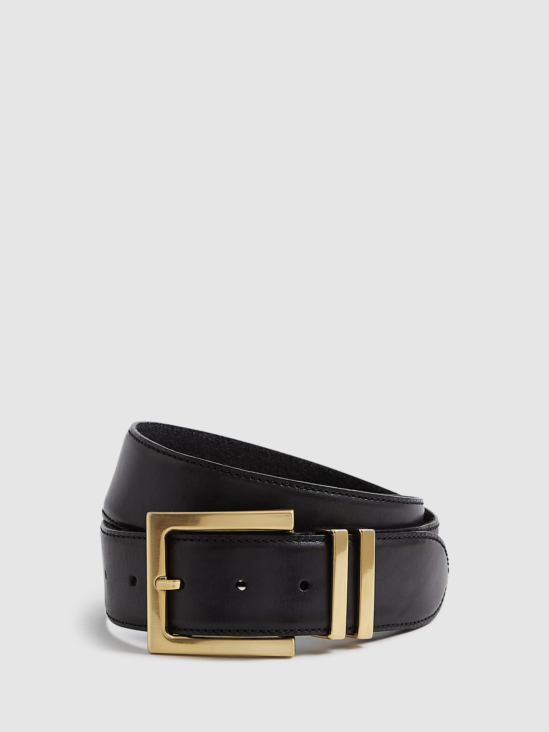 Leather Square Buckle Belt in Black - Image 1 of 5