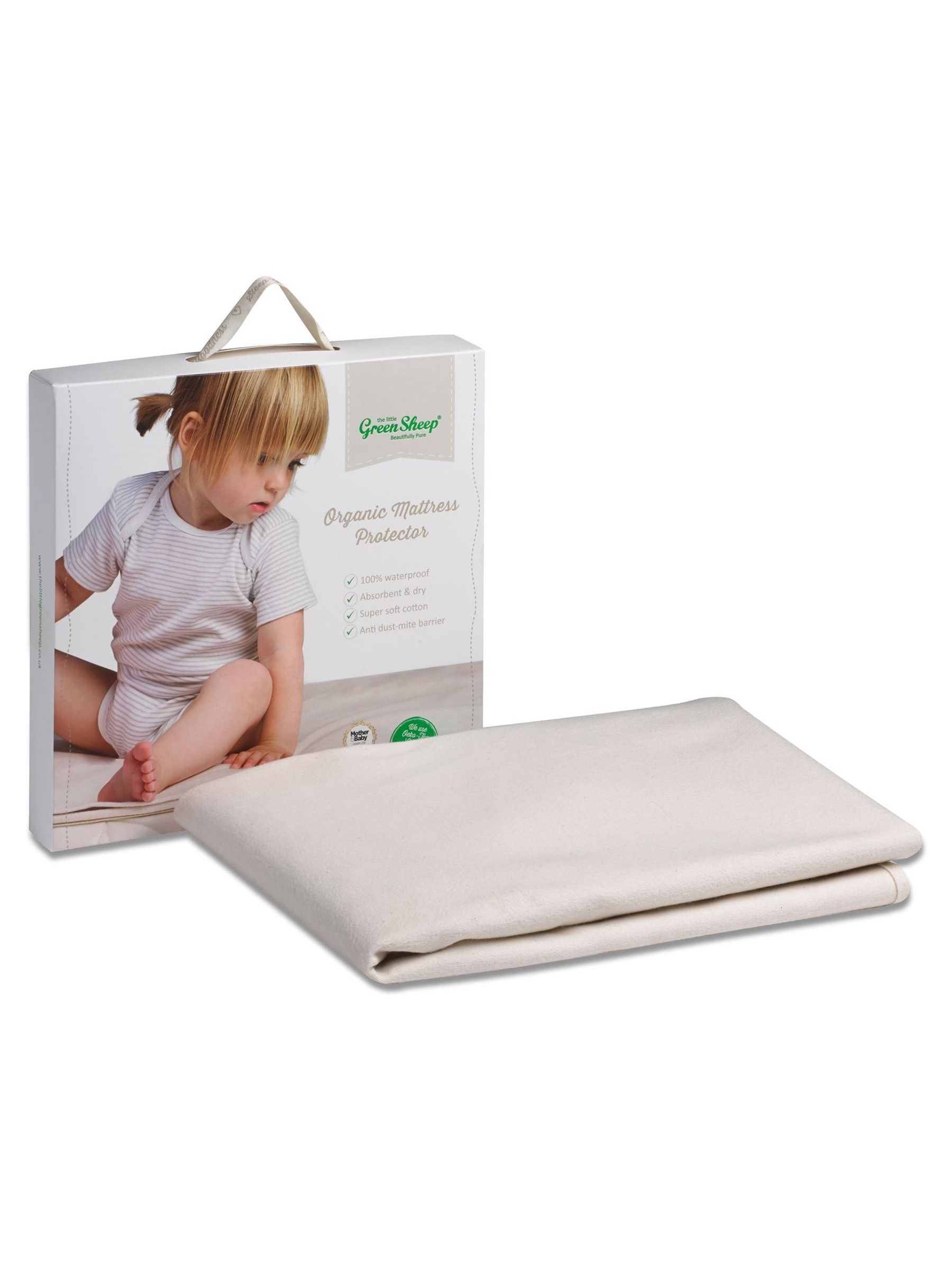 The Little Green Sheep Natural Kids Waterproof 100% Cotton Mattress Protector - Image 2 of 5
