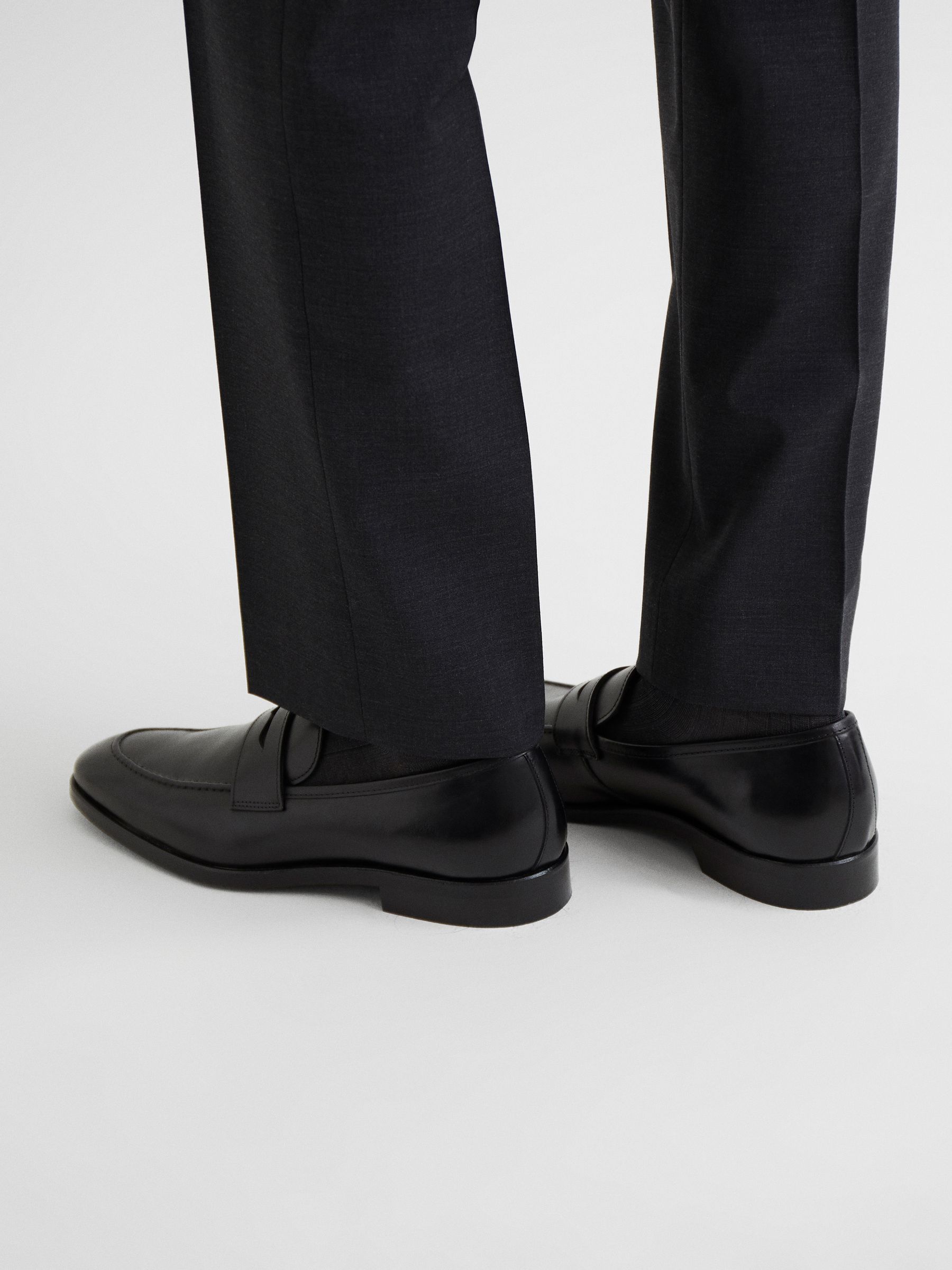 Leather Saddle Loafers in Black - Image 2 of 5