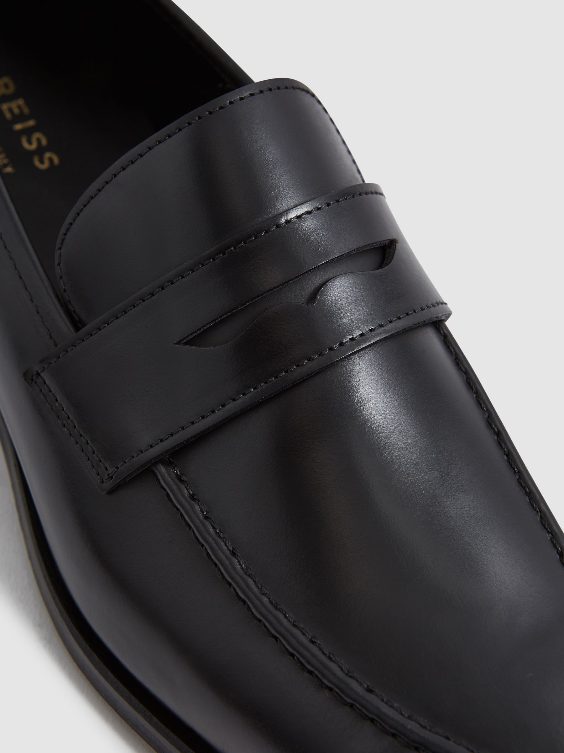 Leather Saddle Loafers in Black - Image 4 of 5
