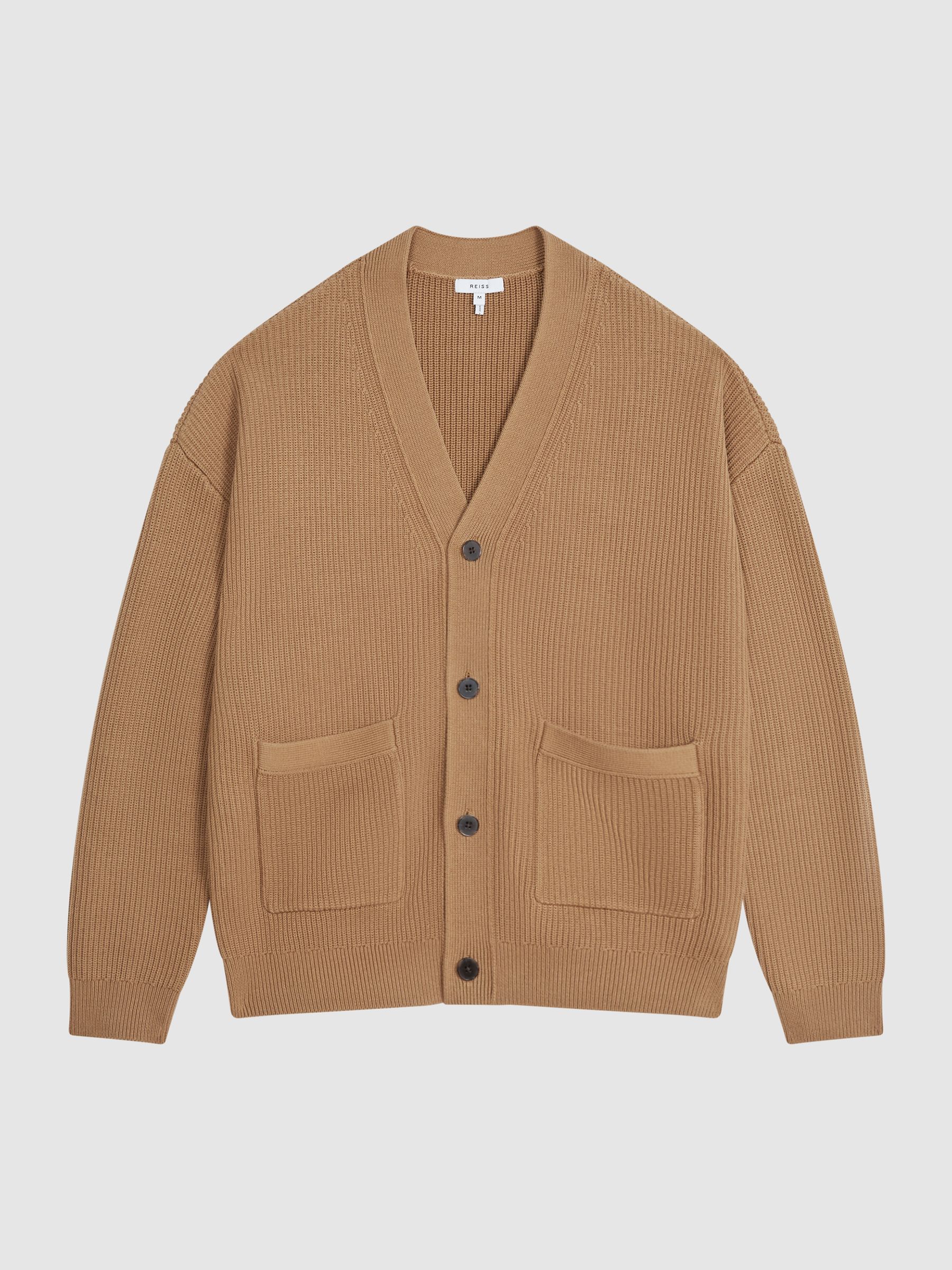 Chunky Knit Ribbed Cardigan in Camel - Image 2 of 6 Chunky Knit Ribbed Cardigan in Camel - Image 2 of 6