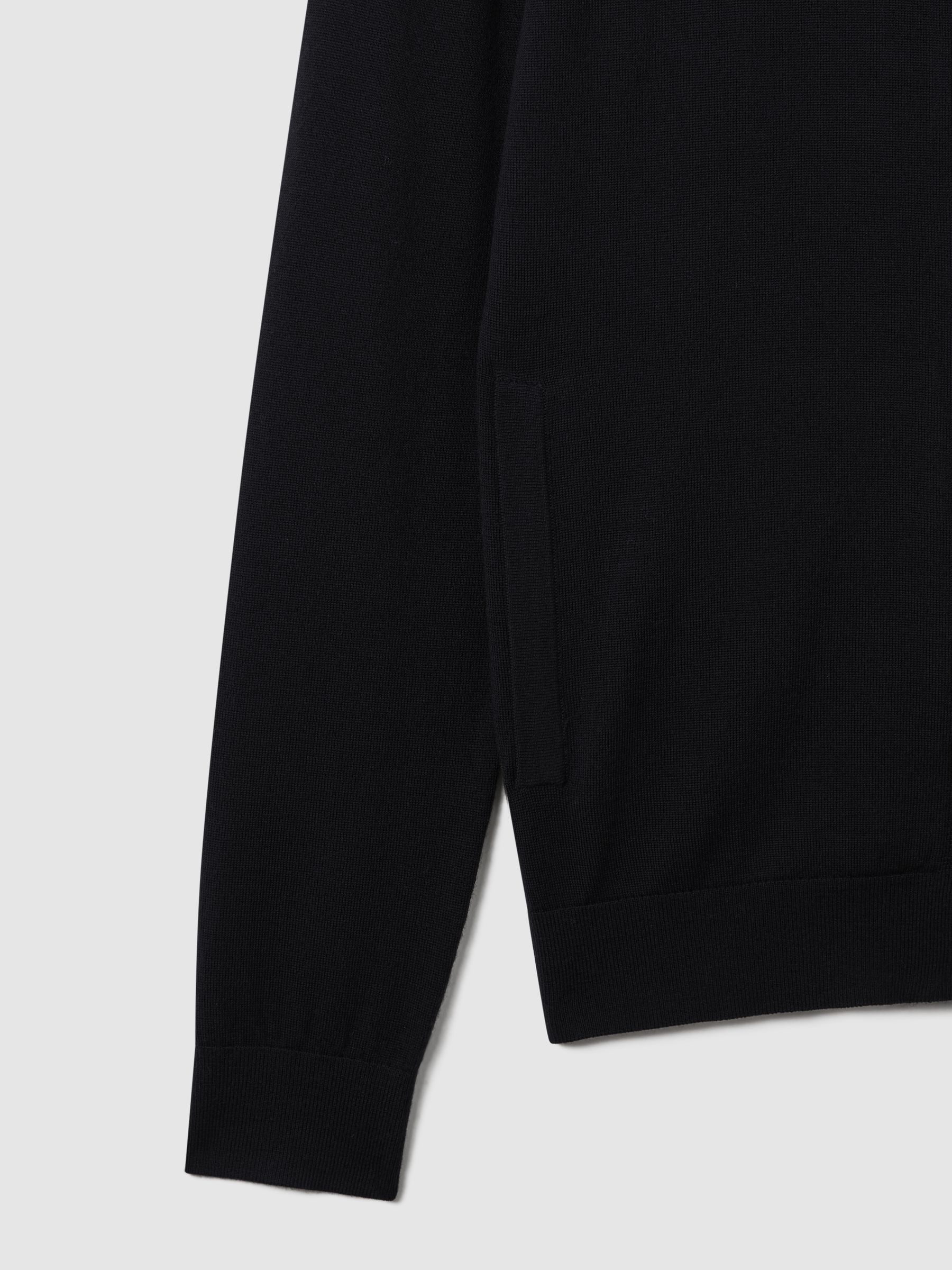 Merino Wool Zip-Through Cardigan in Black - Image 2 of 2