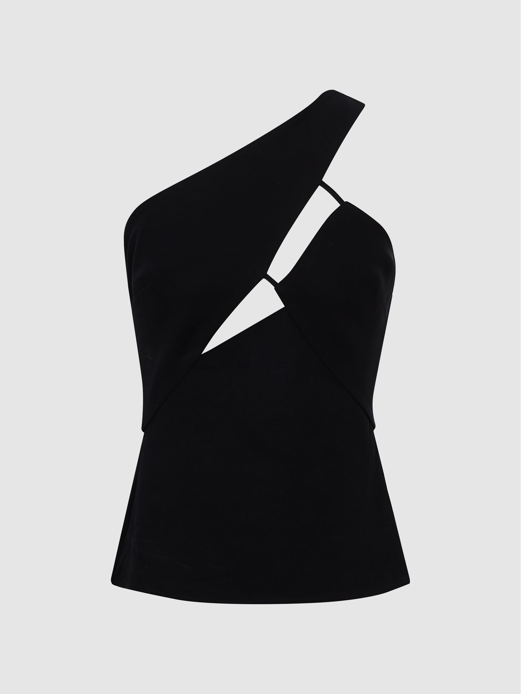 One Shoulder Cut Out Top in Black - Image 2 of 6