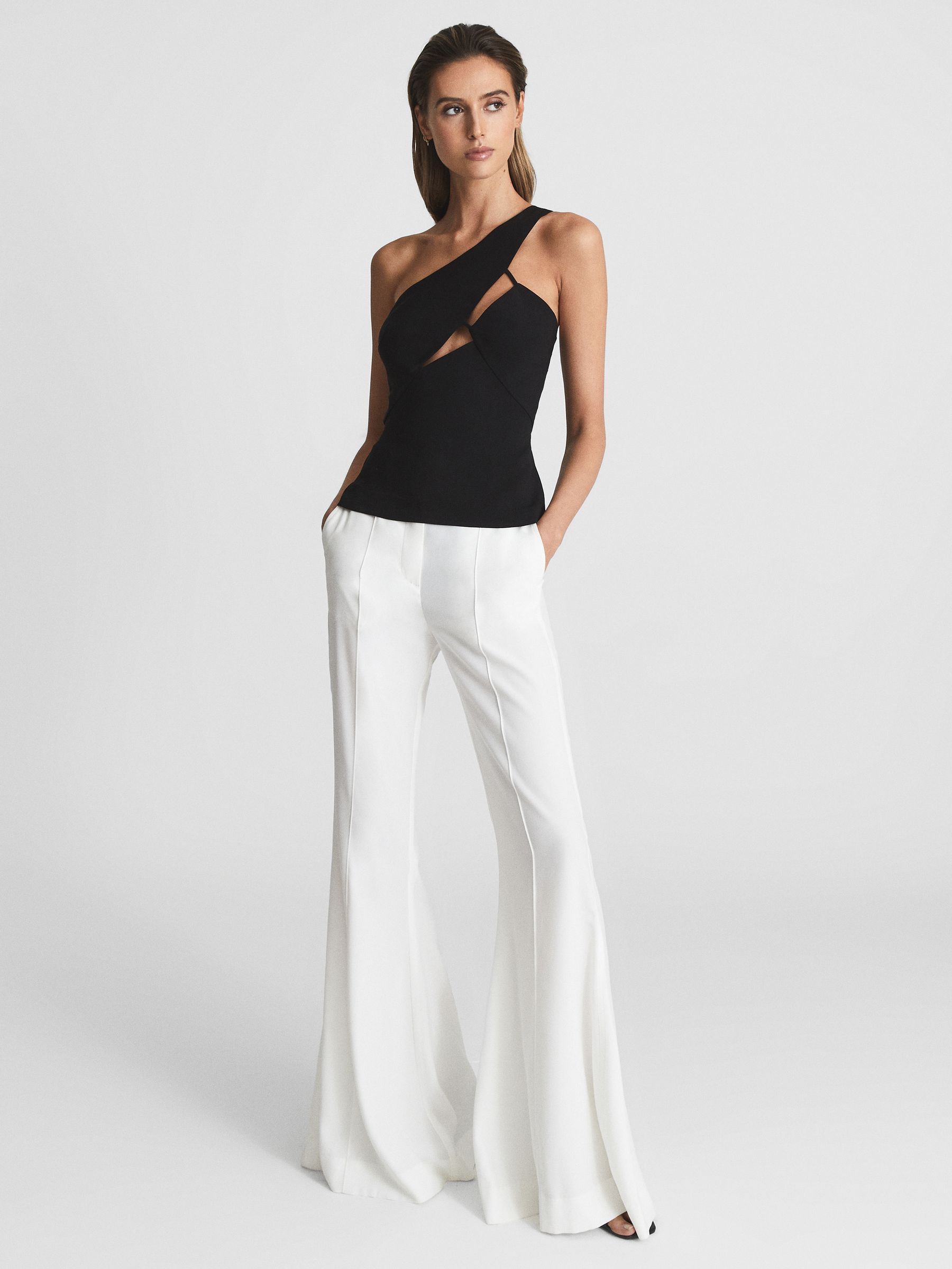 One Shoulder Cut Out Top in Black - Image 3 of 6