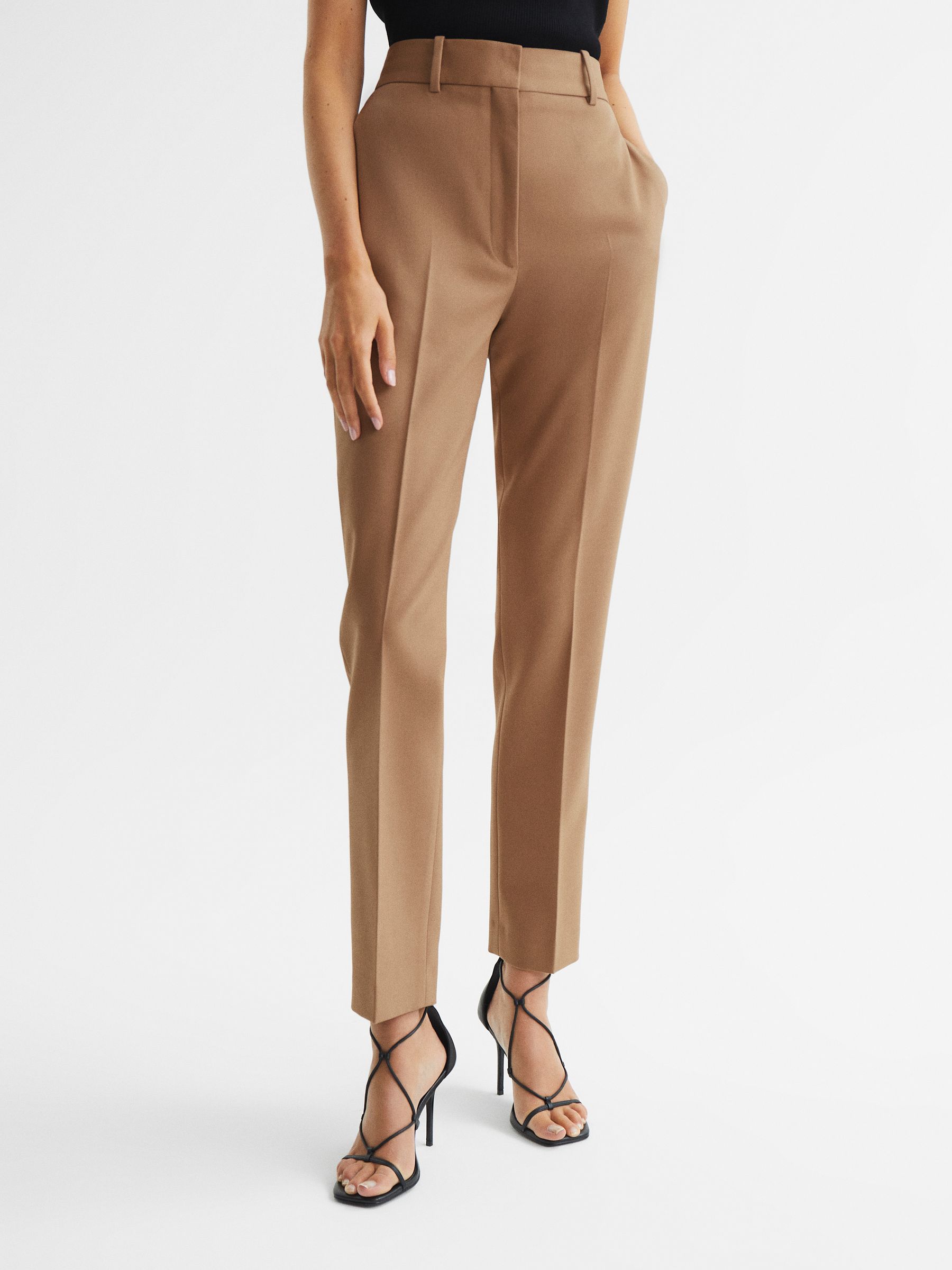 Slim Leg Tailored Trousers in Camel - Image 3 of 6