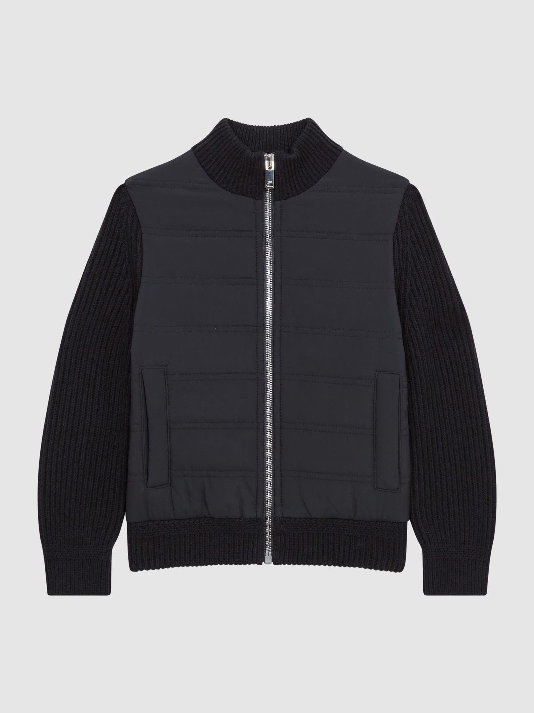 3-9 yrs Hybrid Zip Through Quilted Jacket in Navy - Image 2 of 7
