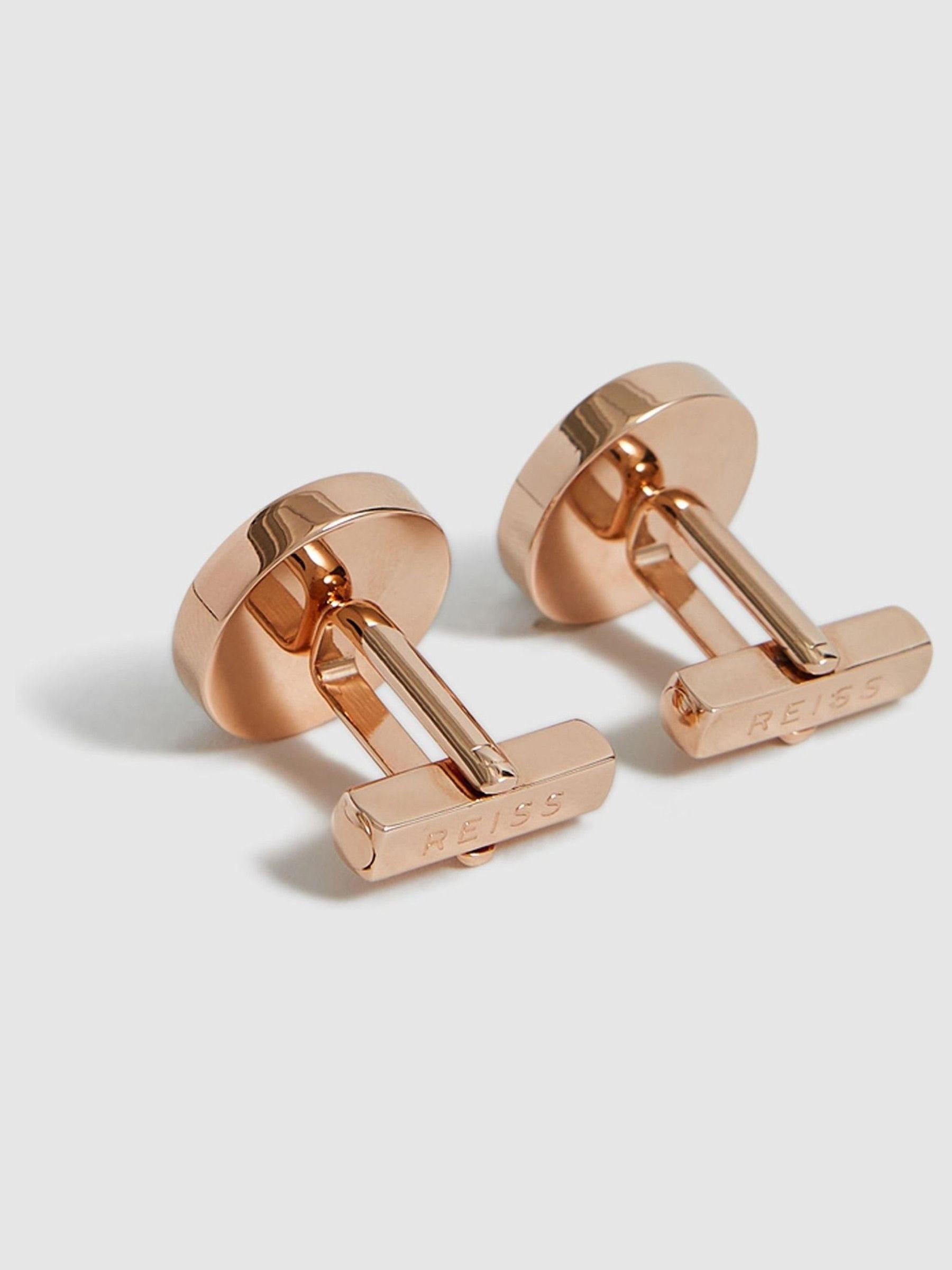 Stone Insert Cufflinks in Rose Gold - Image 4 of 6