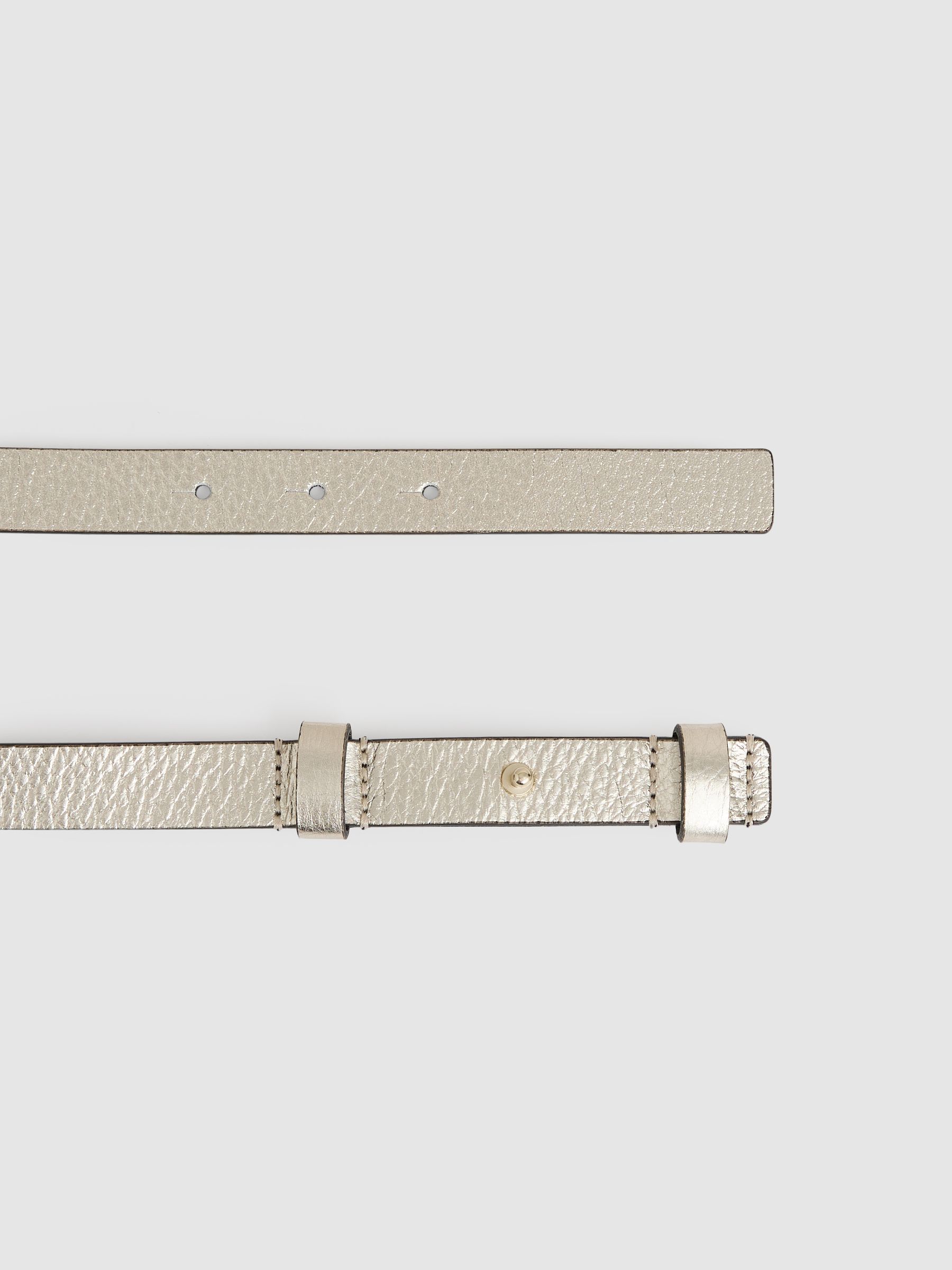 Leather Square Hinge Belt in Gold - Image 3 of 6