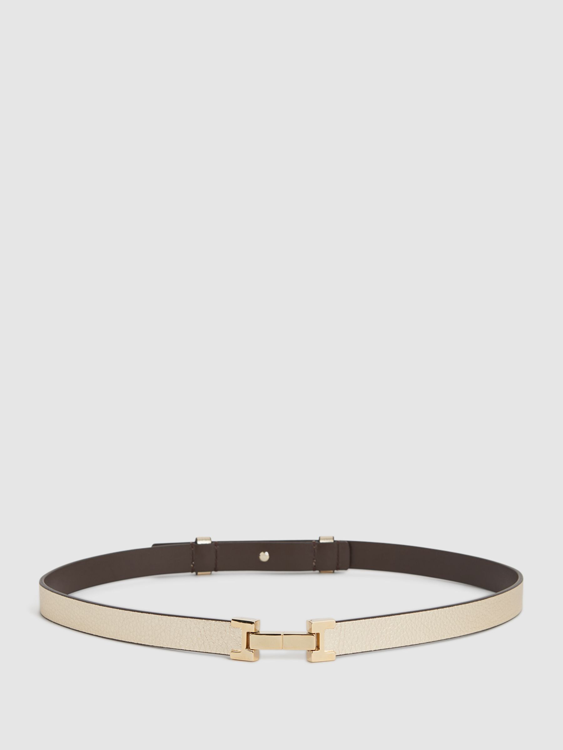 Leather Square Hinge Belt in Gold - Image 5 of 6