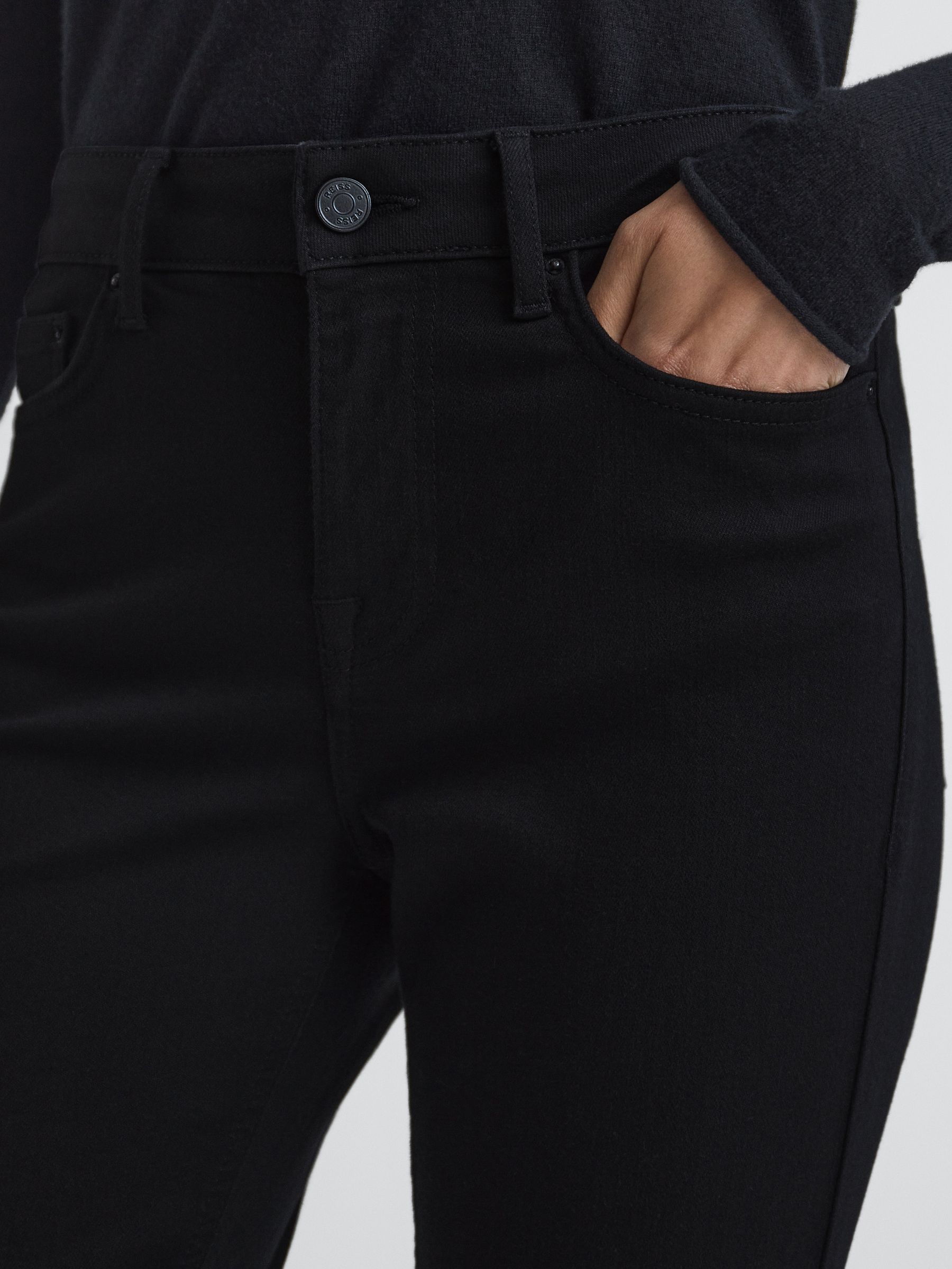 Petite Mid Rise Skinny Jeans in Black - Image 4 of 11