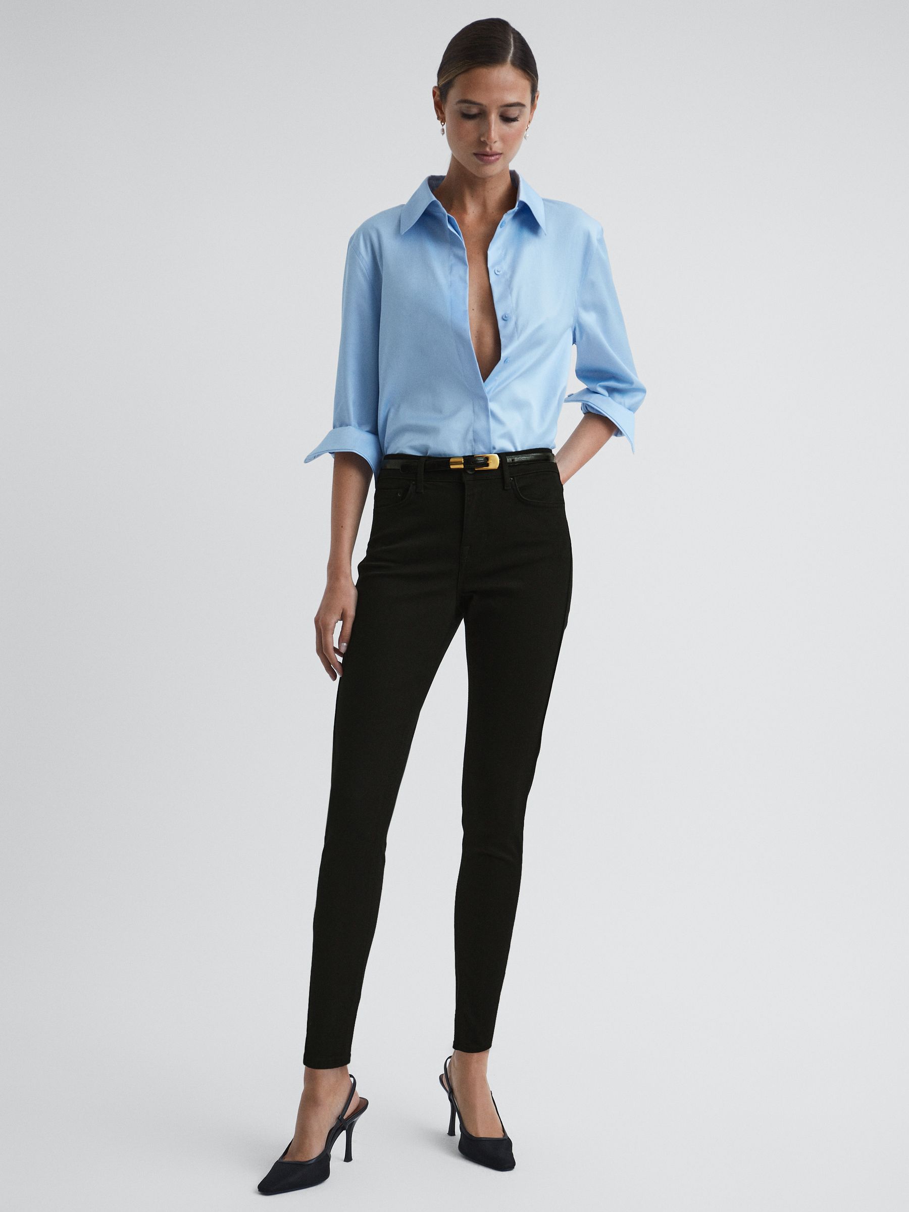 Petite Mid Rise Skinny Jeans in Black - Image 7 of 11