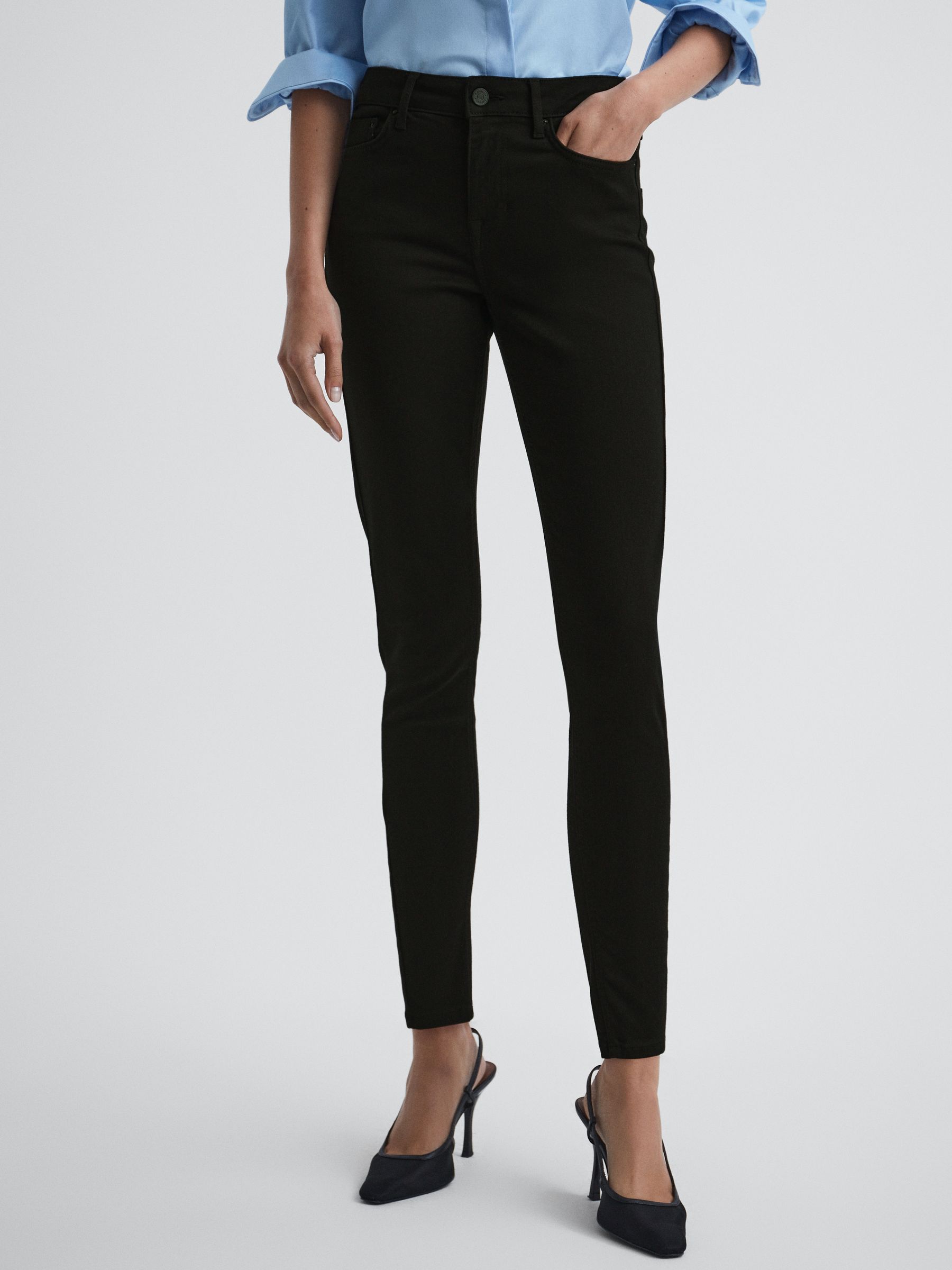 Petite Mid Rise Skinny Jeans in Black - Image 8 of 11