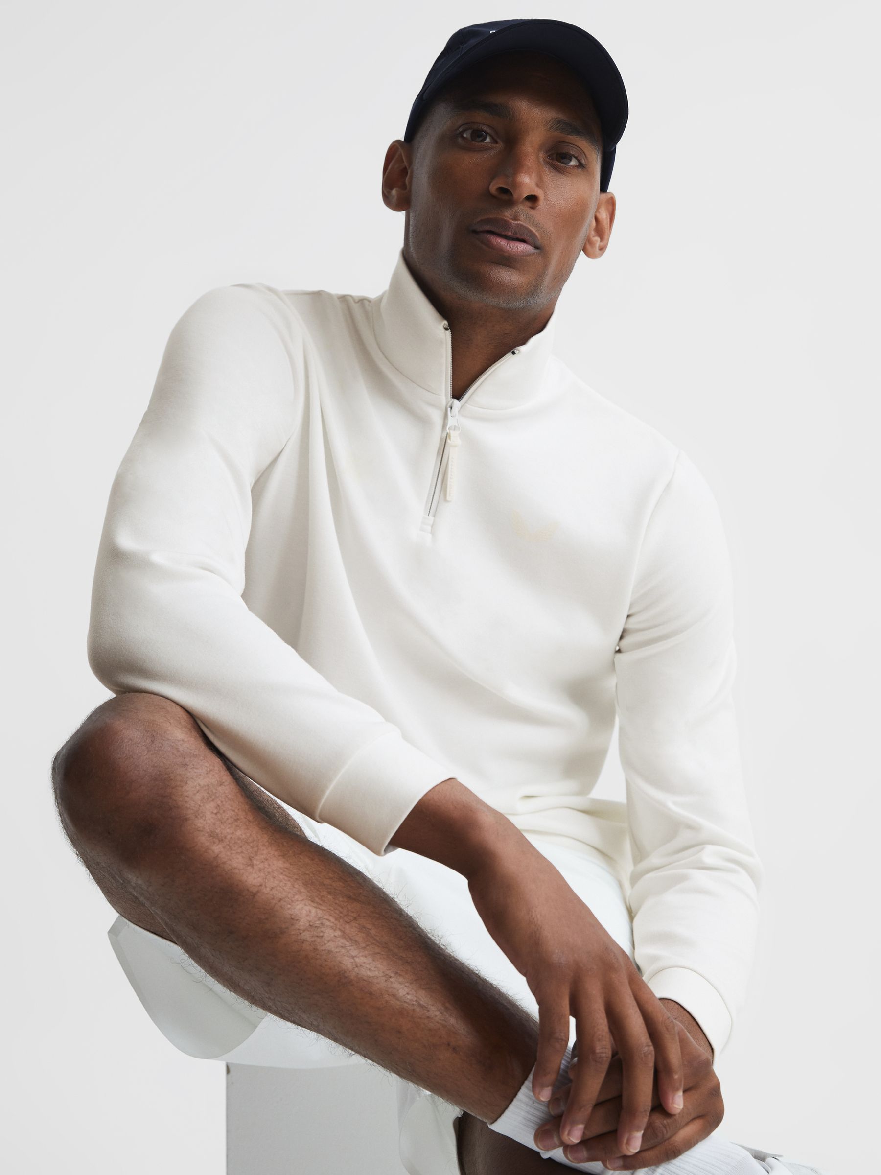 Castore Zip Neck Bonded Polo in White - Image 4 of 7
